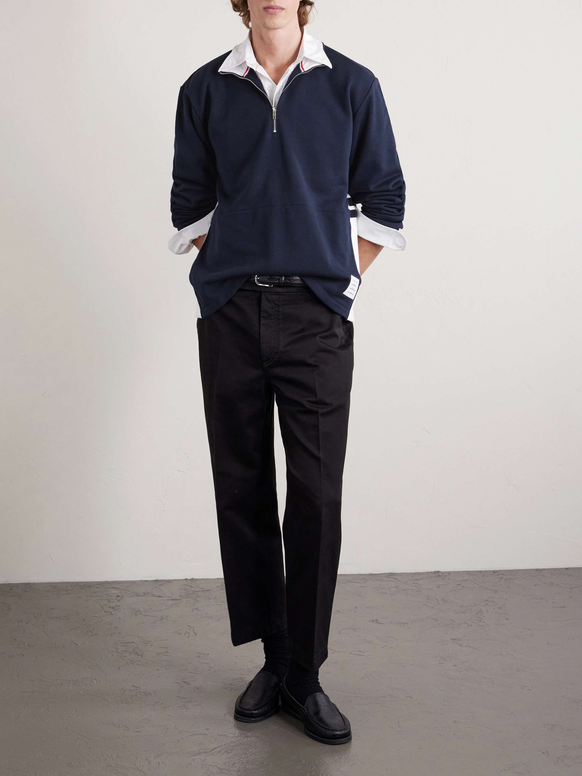 Logo-Appliquéd Cotton-Jersey Half-Zip Sweatshirt view