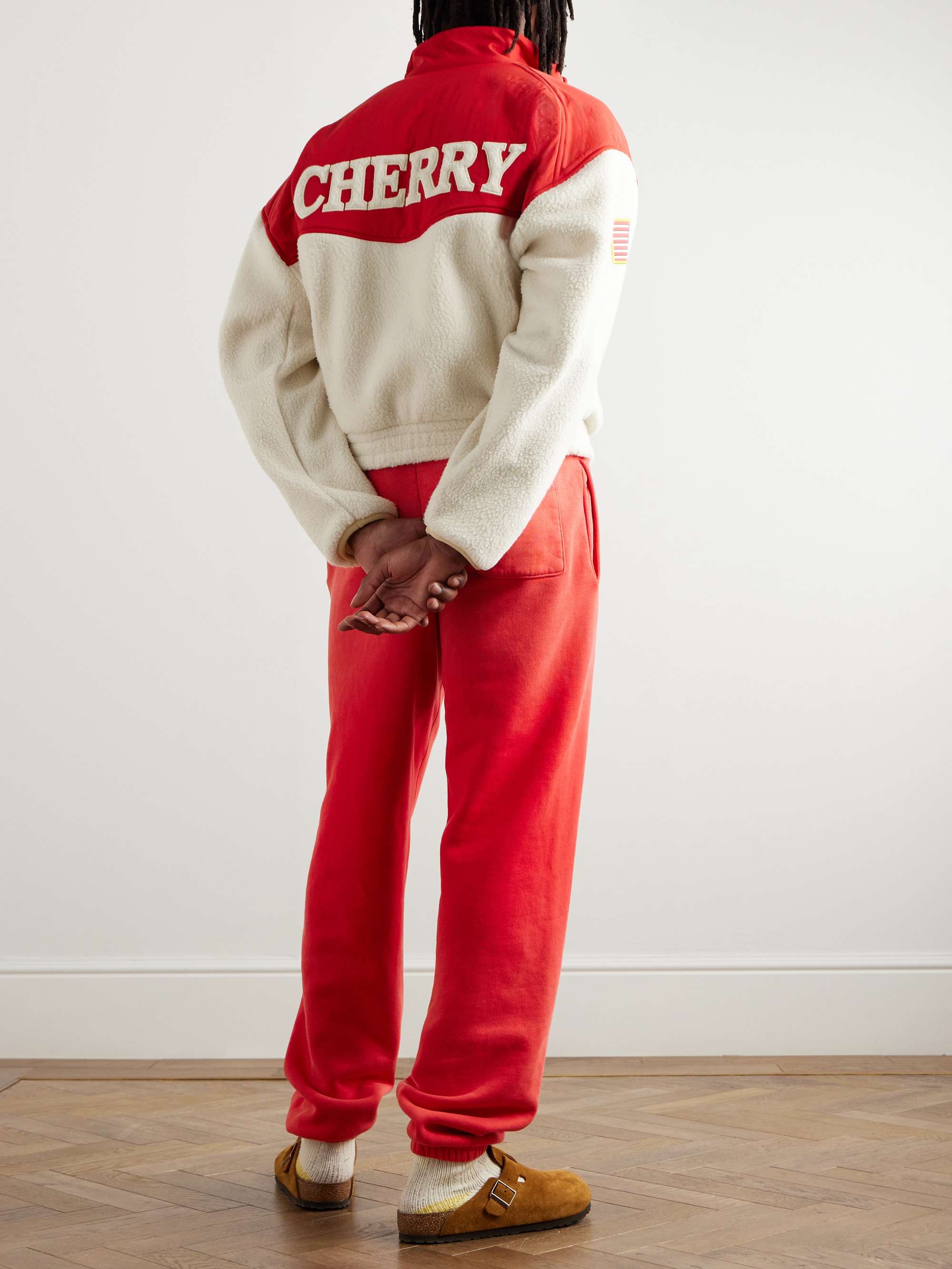 Shell-Trimmed Logo-Appliquéd Fleece Jacket view
