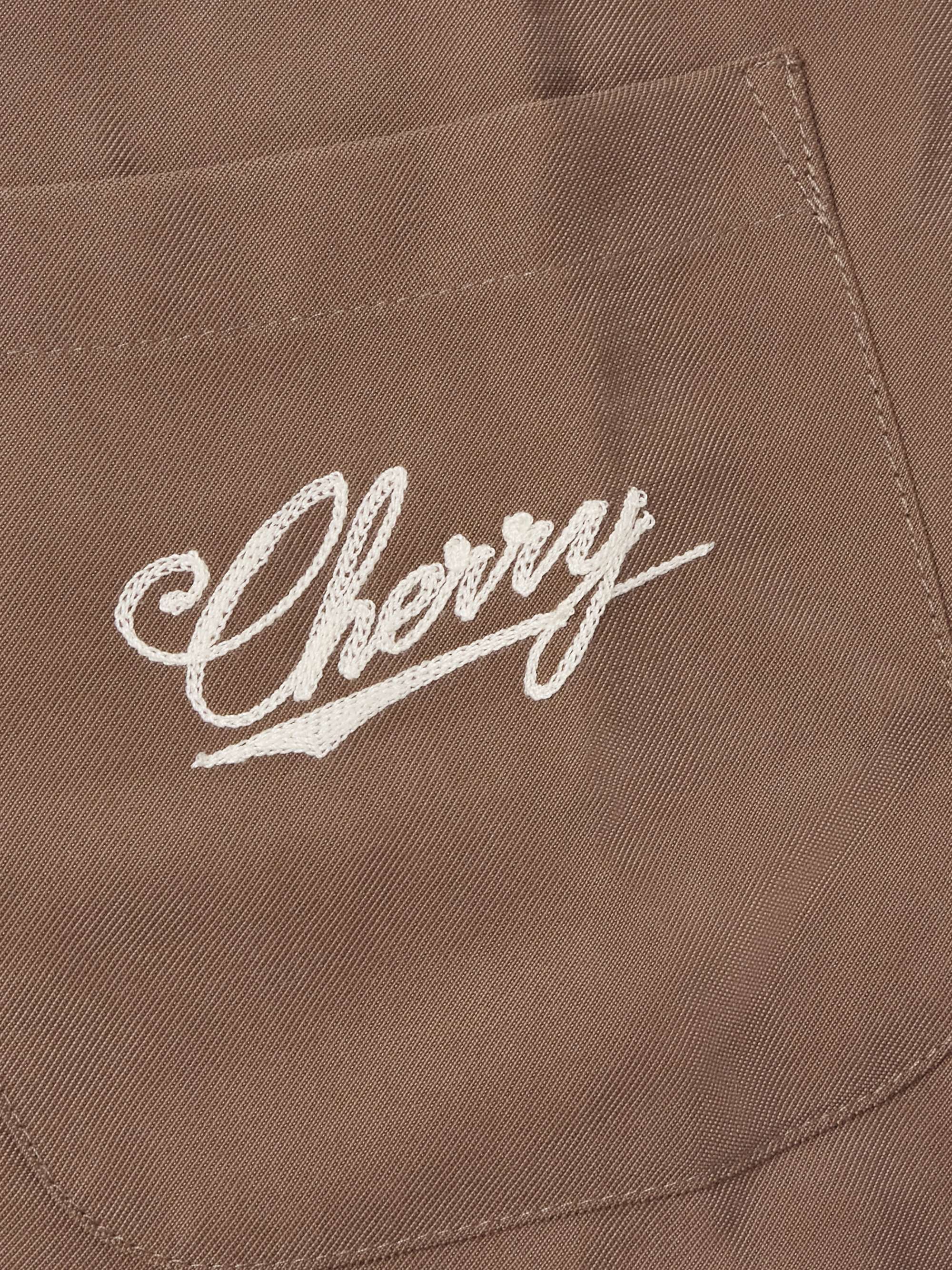 Camp-Collar Logo-Embroidered Twill Shirt view