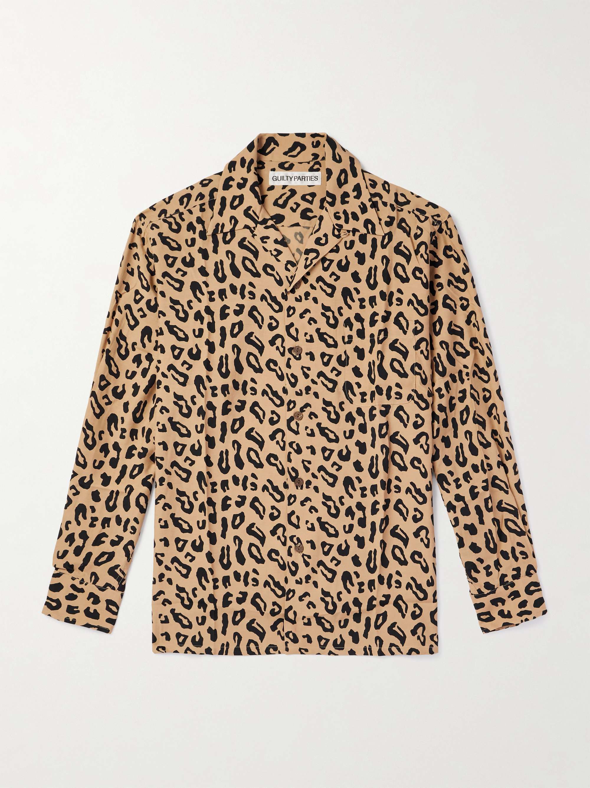 Convertible-Collar Leopard-Print Woven Shirt view
