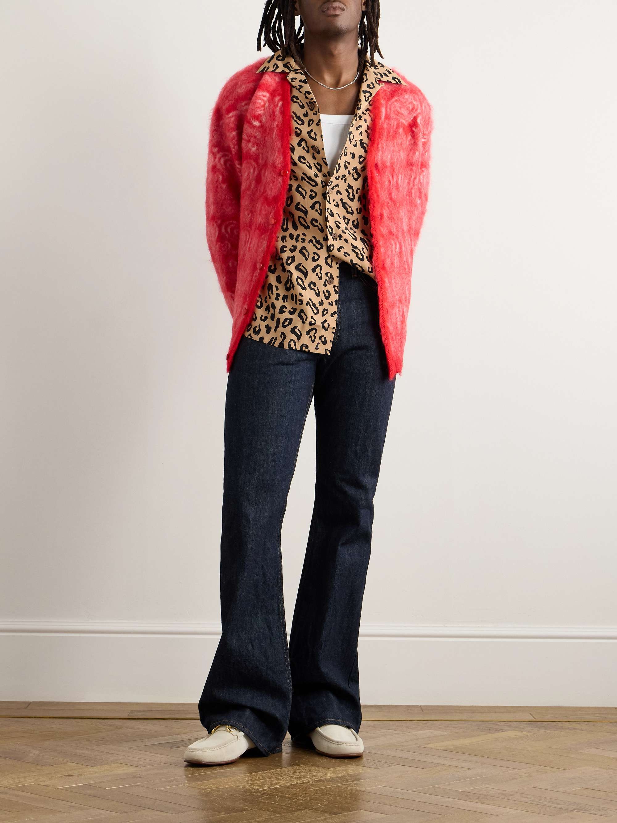 Convertible-Collar Leopard-Print Woven Shirt view