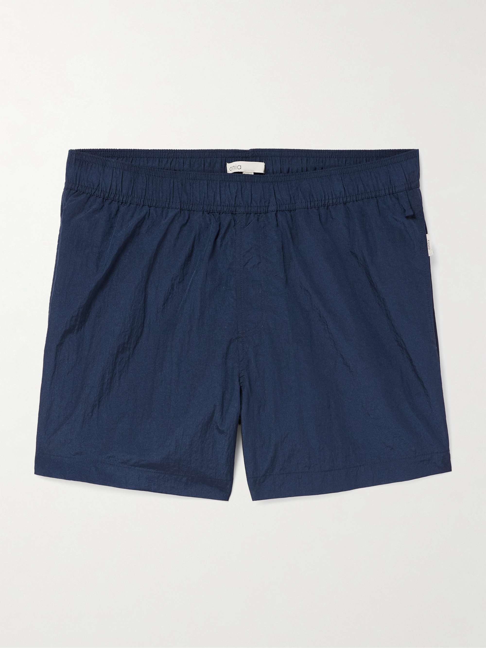 Straight-Leg Mid-Length Crinkled Swim Shorts view