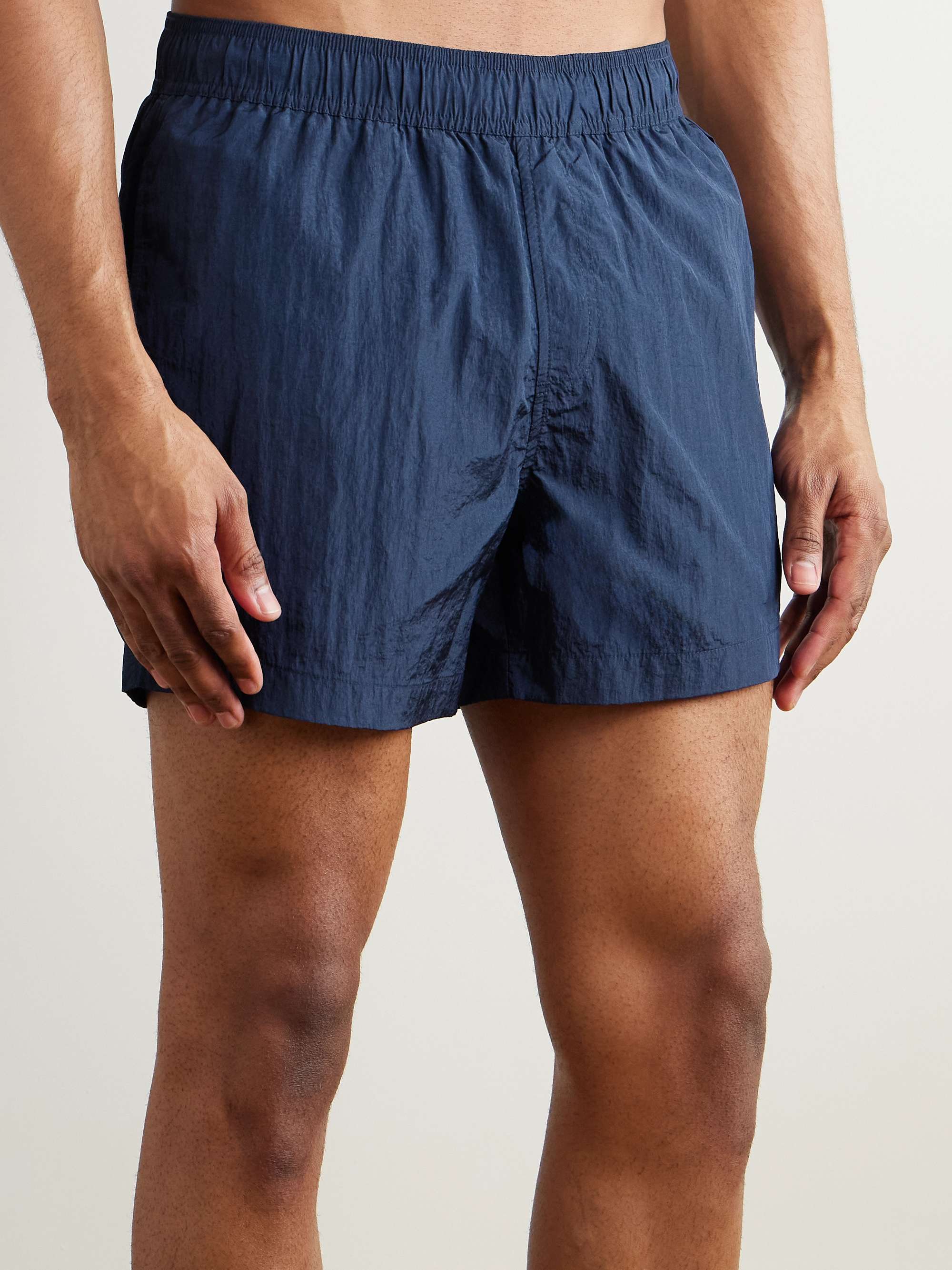 Straight-Leg Mid-Length Crinkled Swim Shorts view