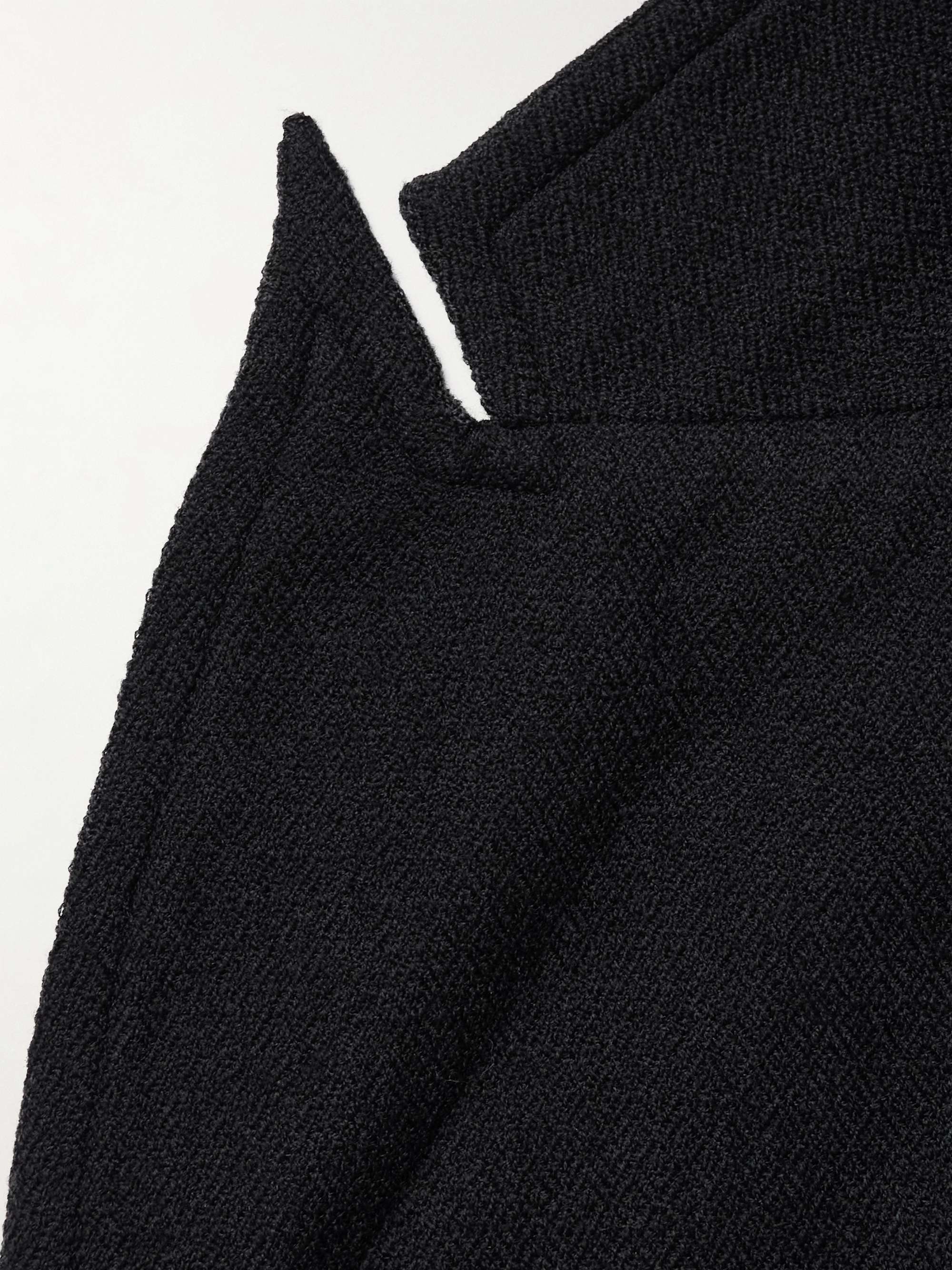 Double-Breasted Embroidered Wool-Flannel Suit Jacket view