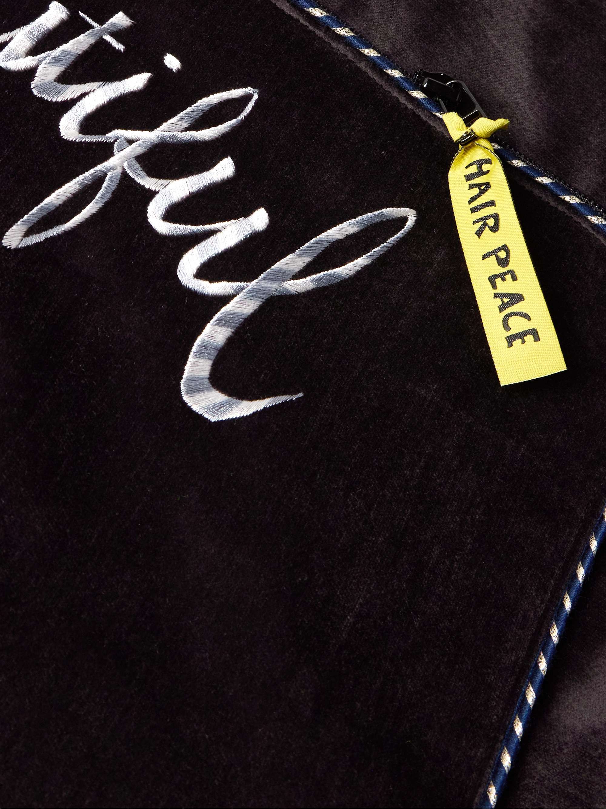Embroidered Quilted Shell-Trimmed Cotton-Velvet Bomber Jacket view