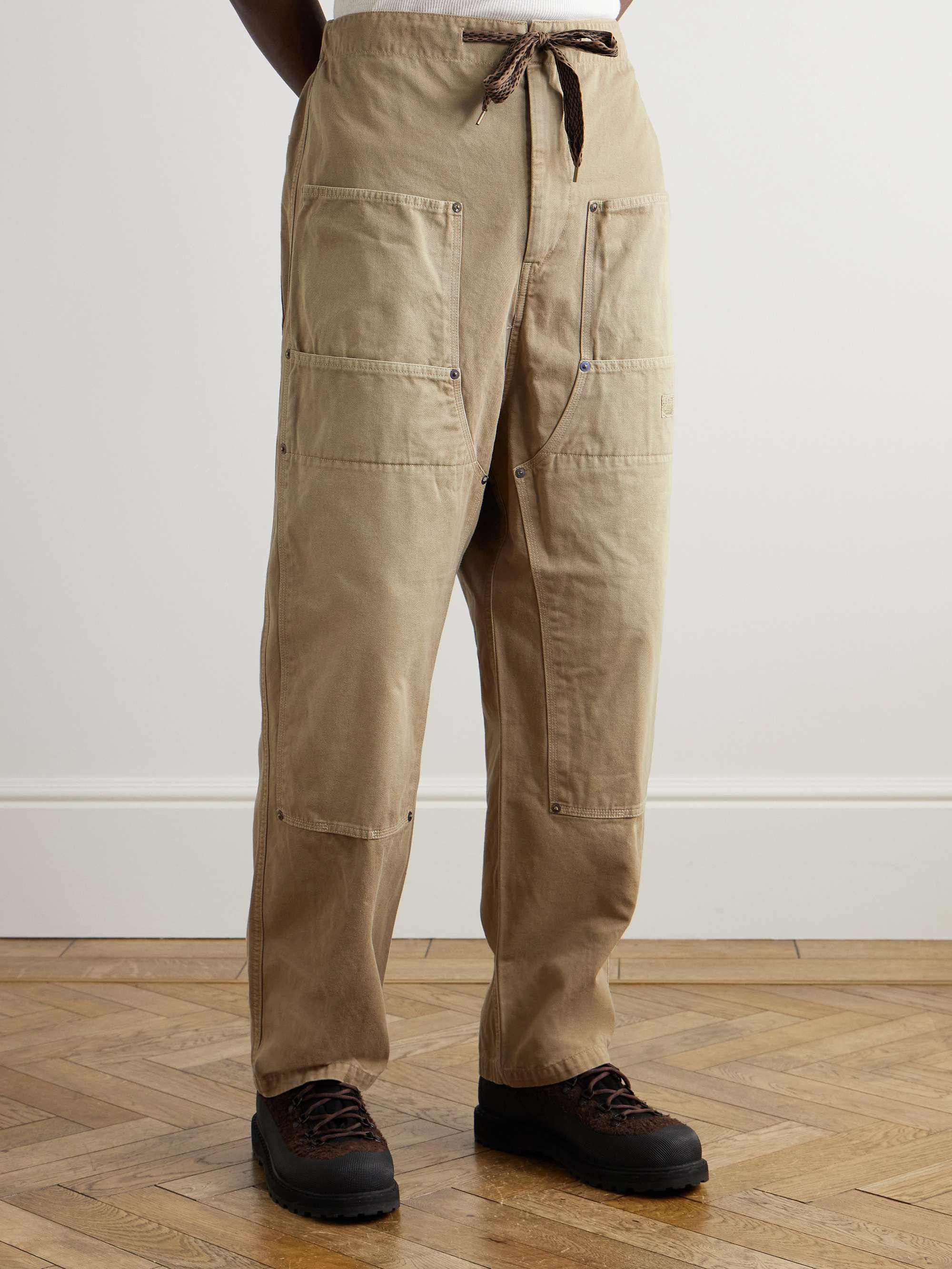 Katsuragi Wide-Leg Panelled Cotton-Twill Drawstring Trousers view