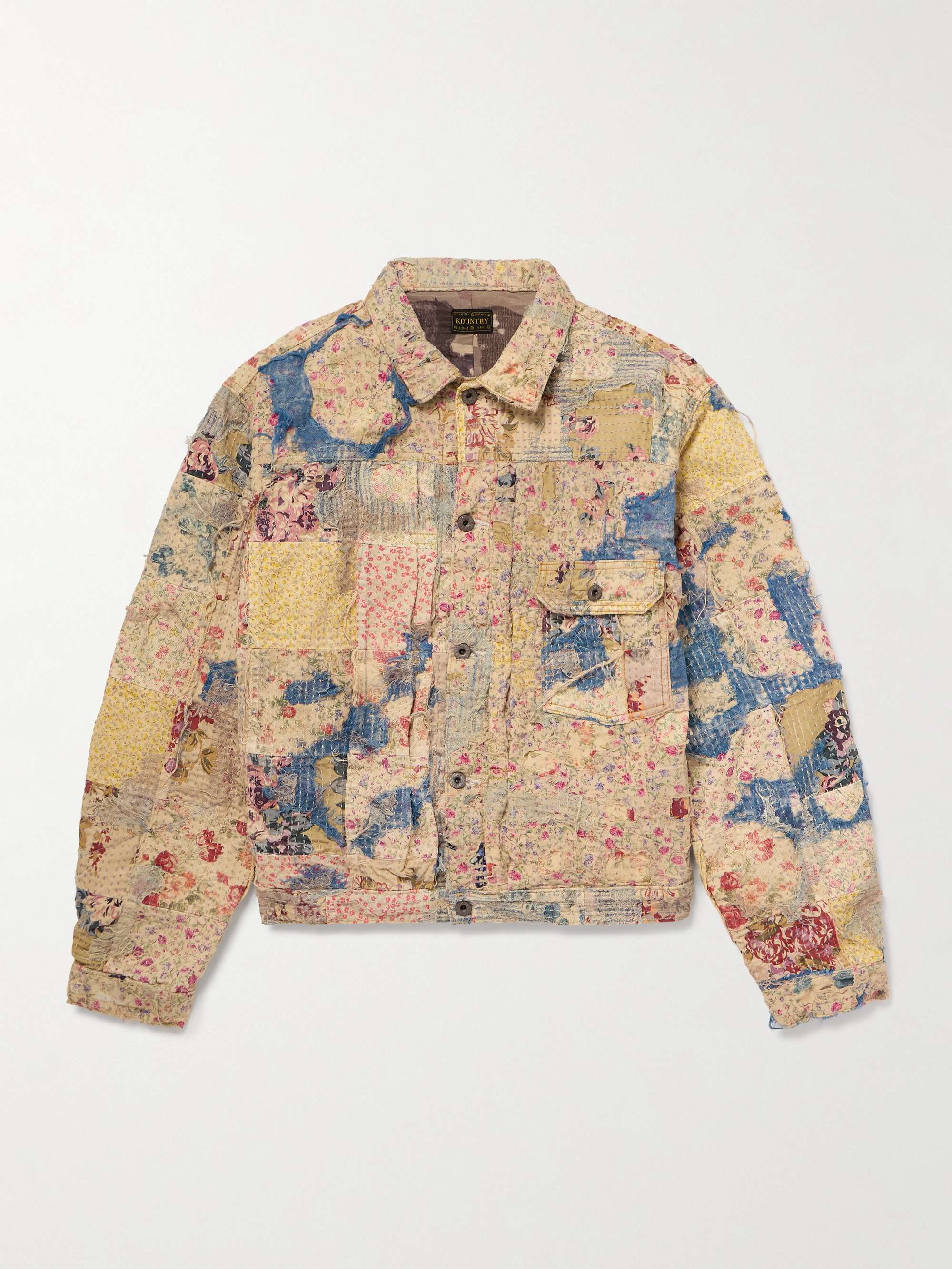 Boro Distressed Patchwork Cotton and Linen-Blend Jacket view
