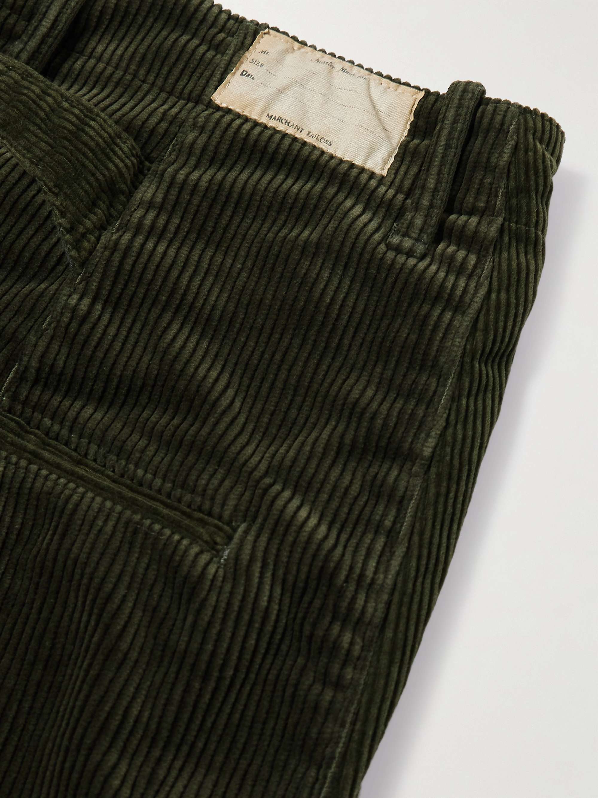 Wide-Leg Pleated Cotton-Corduroy Trousers view