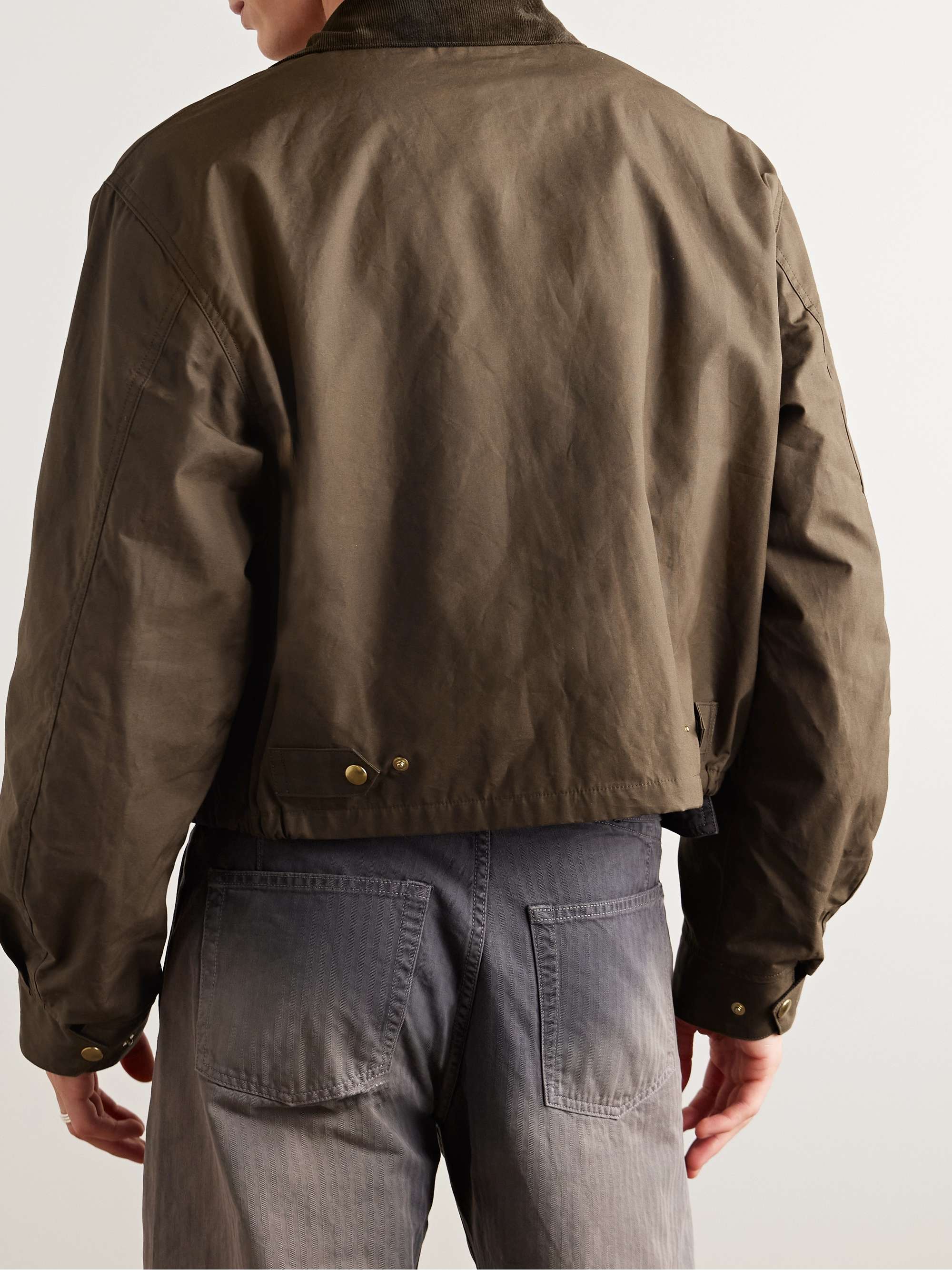 Drizzler Cropped Corduroy-Trimmed Oiled-Cotton Jacket view