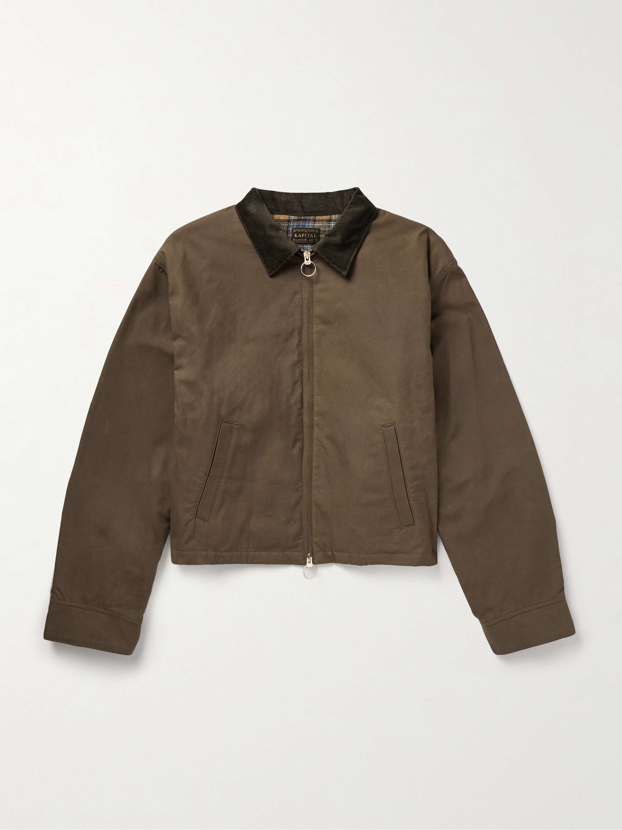 Drizzler Cropped Corduroy-Trimmed Oiled-Cotton Jacket view