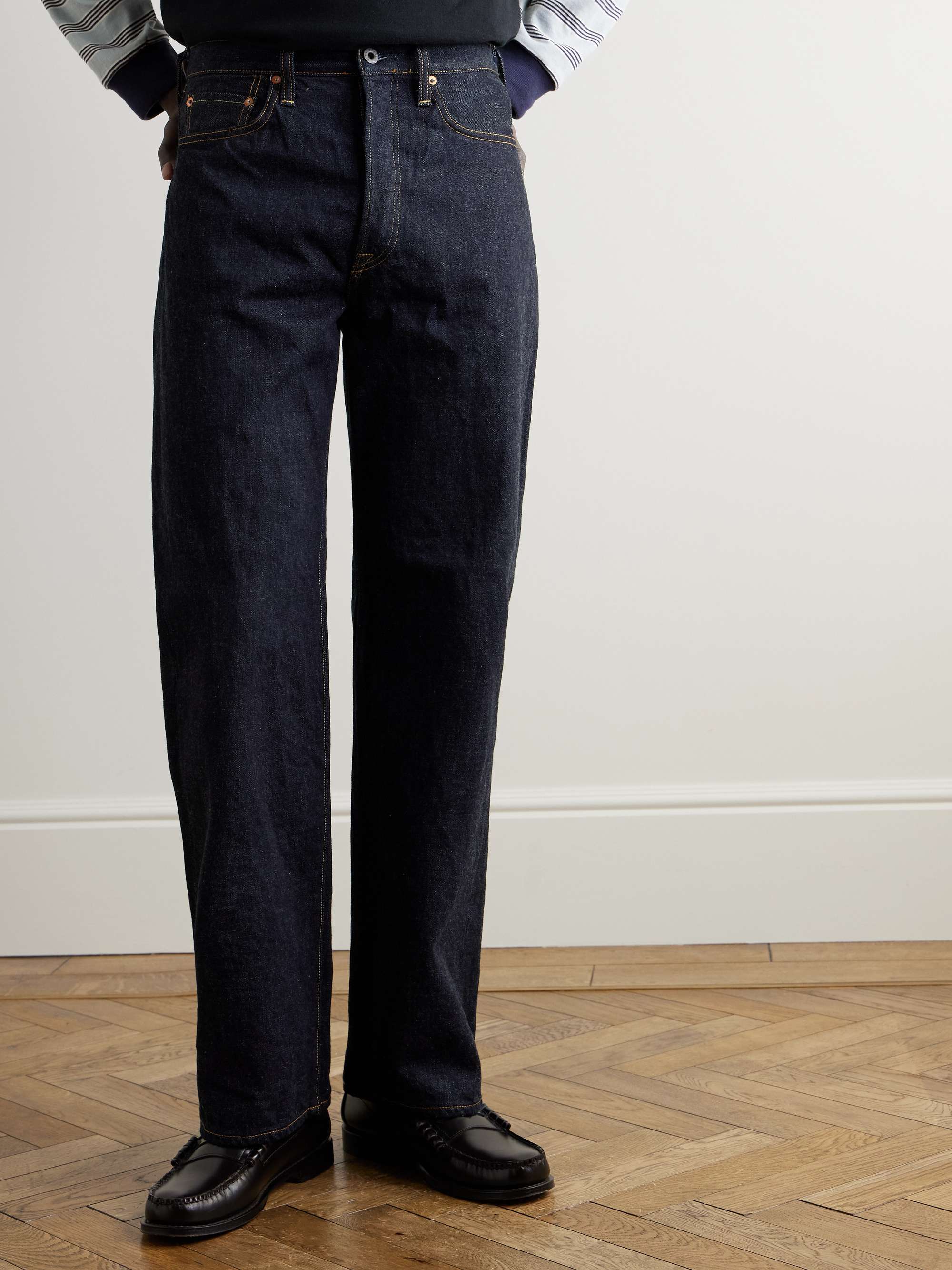 Monkey Cisco Straight-Leg Indigo-Dyed Selvedge Jeans view