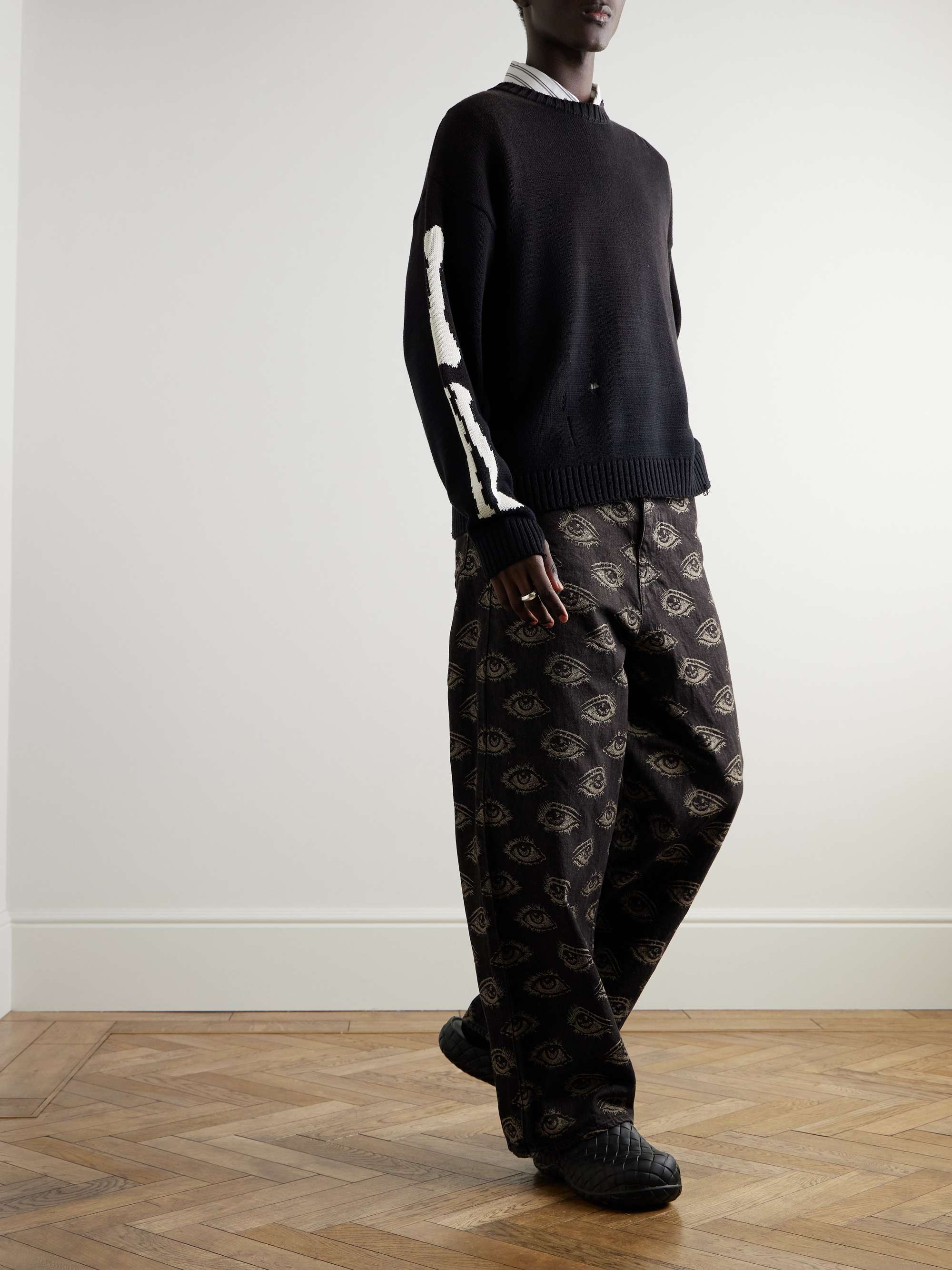 Speak Easy Straight-Leg Jacquard Jeans view