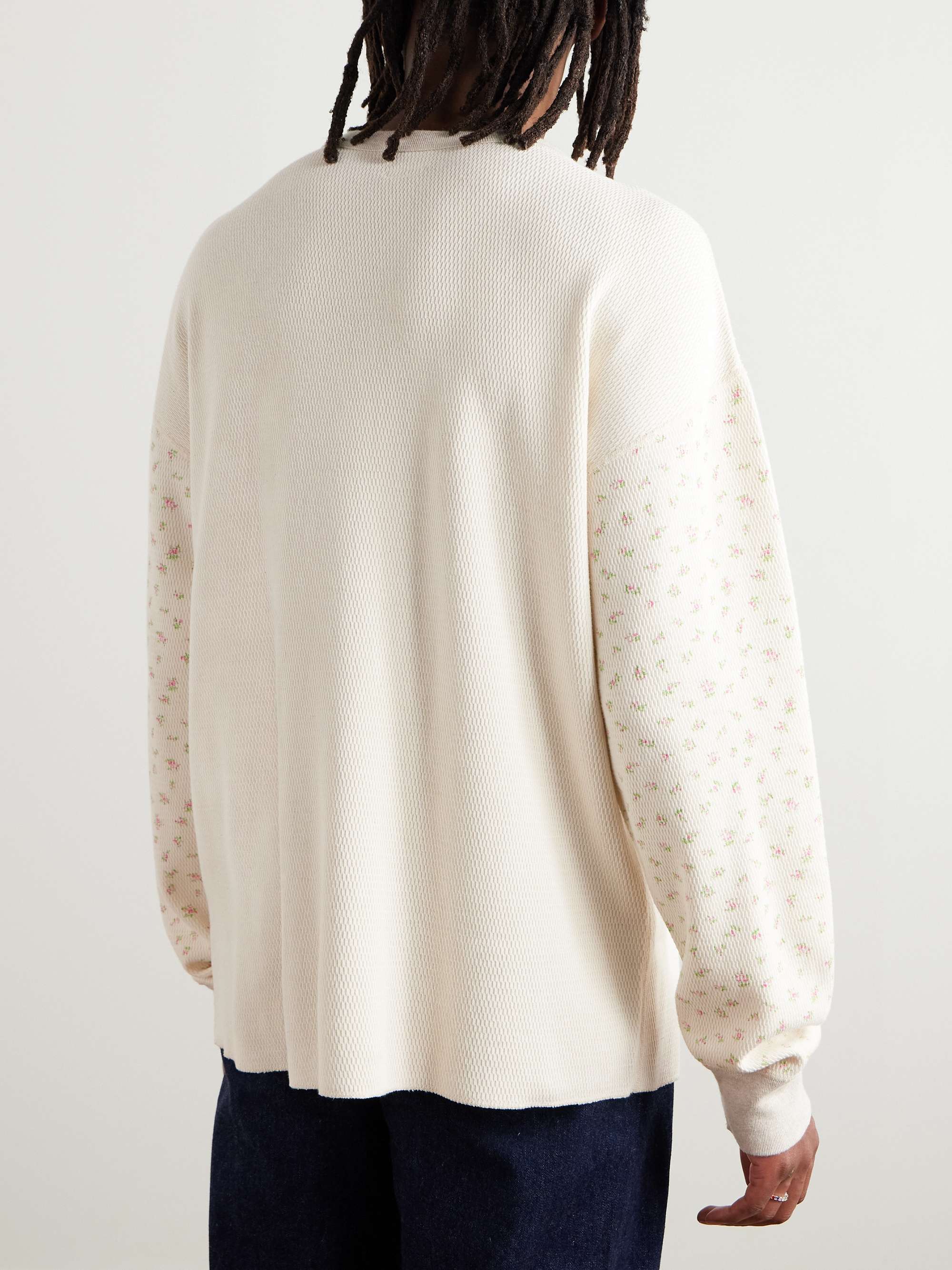 Logo-Embroidered Printed Waffle-Knit Cotton-Jersey T-Shirt view