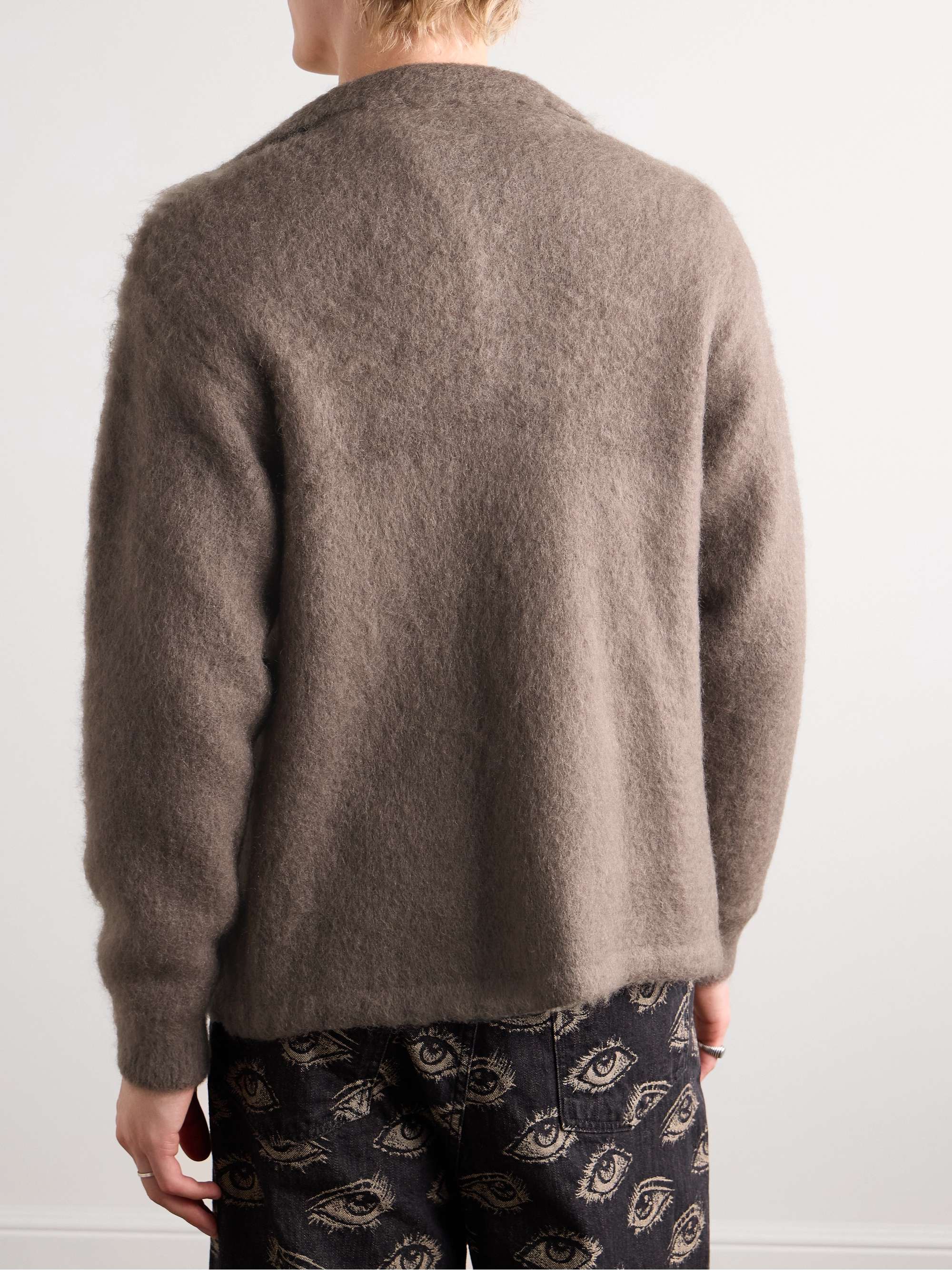 Camp-Collar Striped Knitted Overshirt view