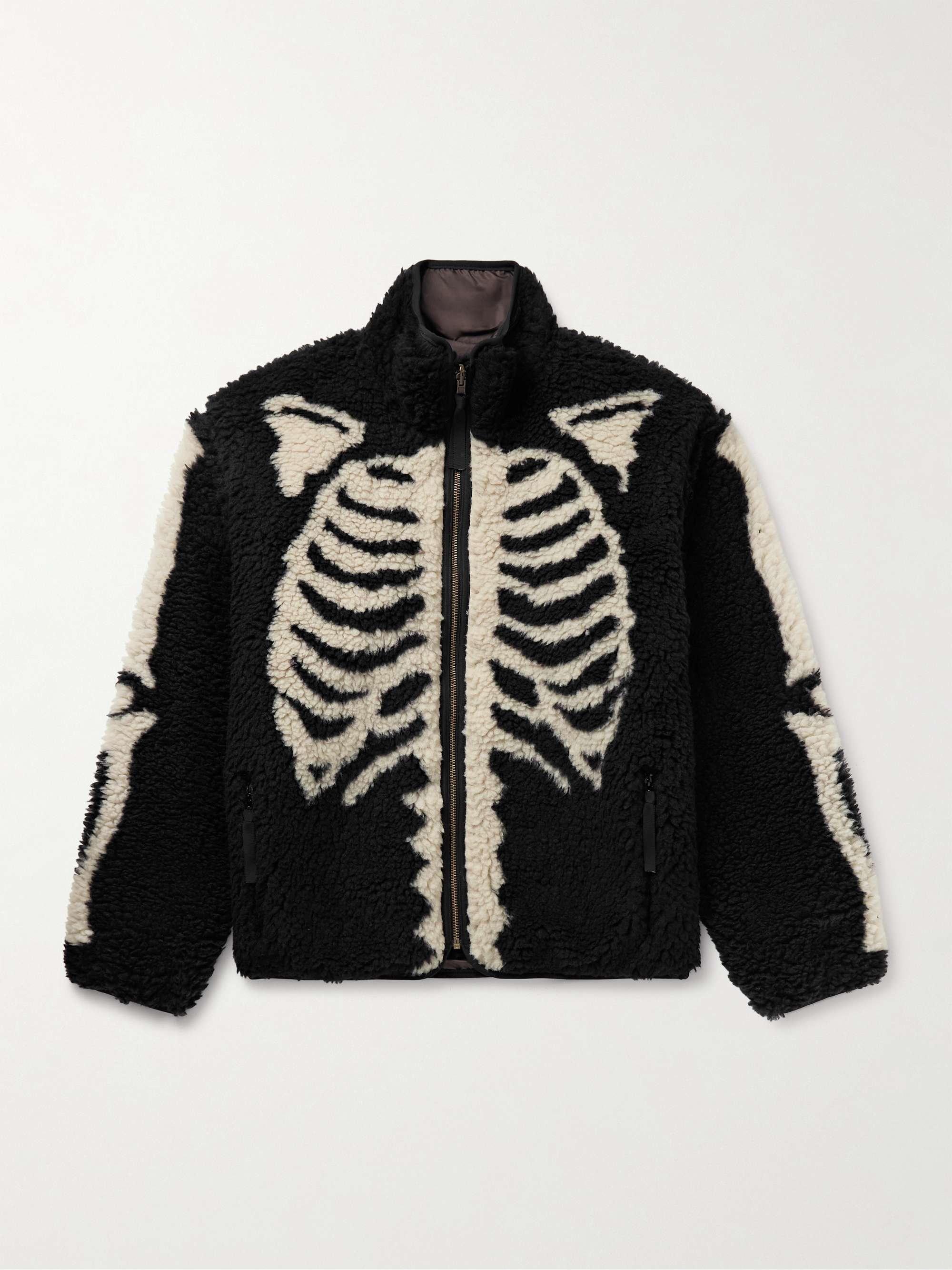 Bone Boa Reversible Printed Fleece and Nylon Jacket view