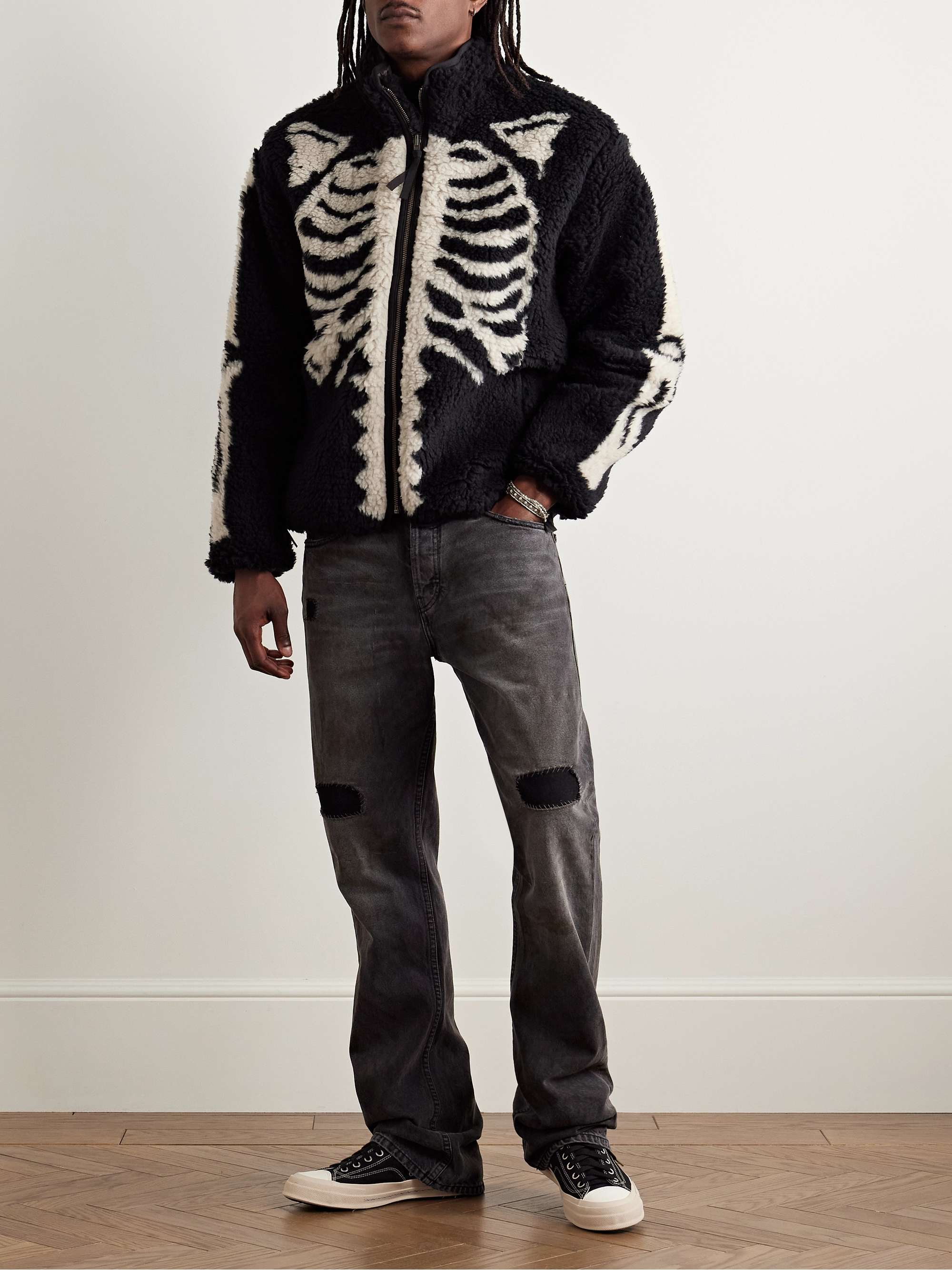 Bone Boa Reversible Printed Fleece and Nylon Jacket view