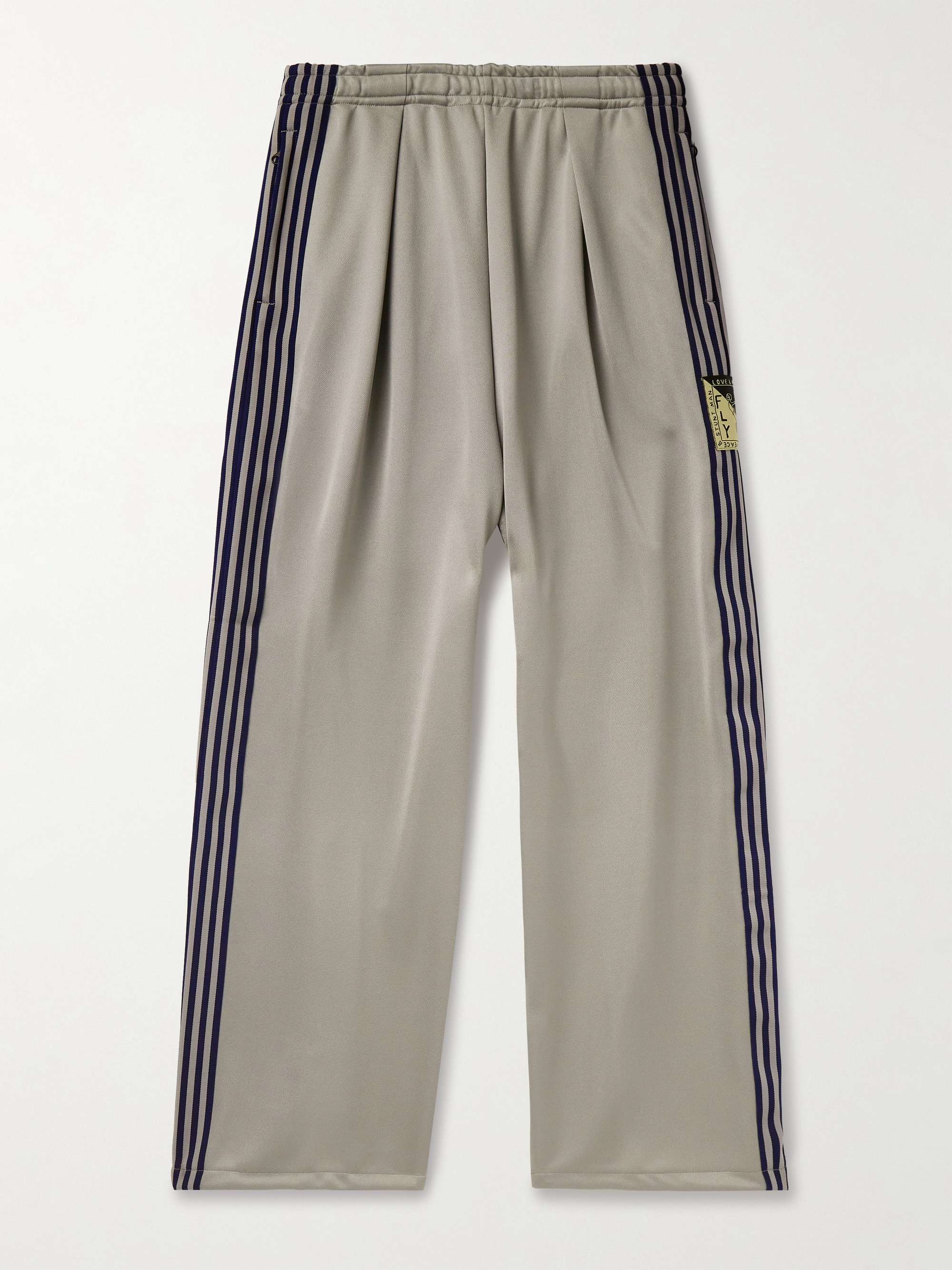 Straight-Leg Pleated Appliquéd Striped Tech-Jersey Track Pants view