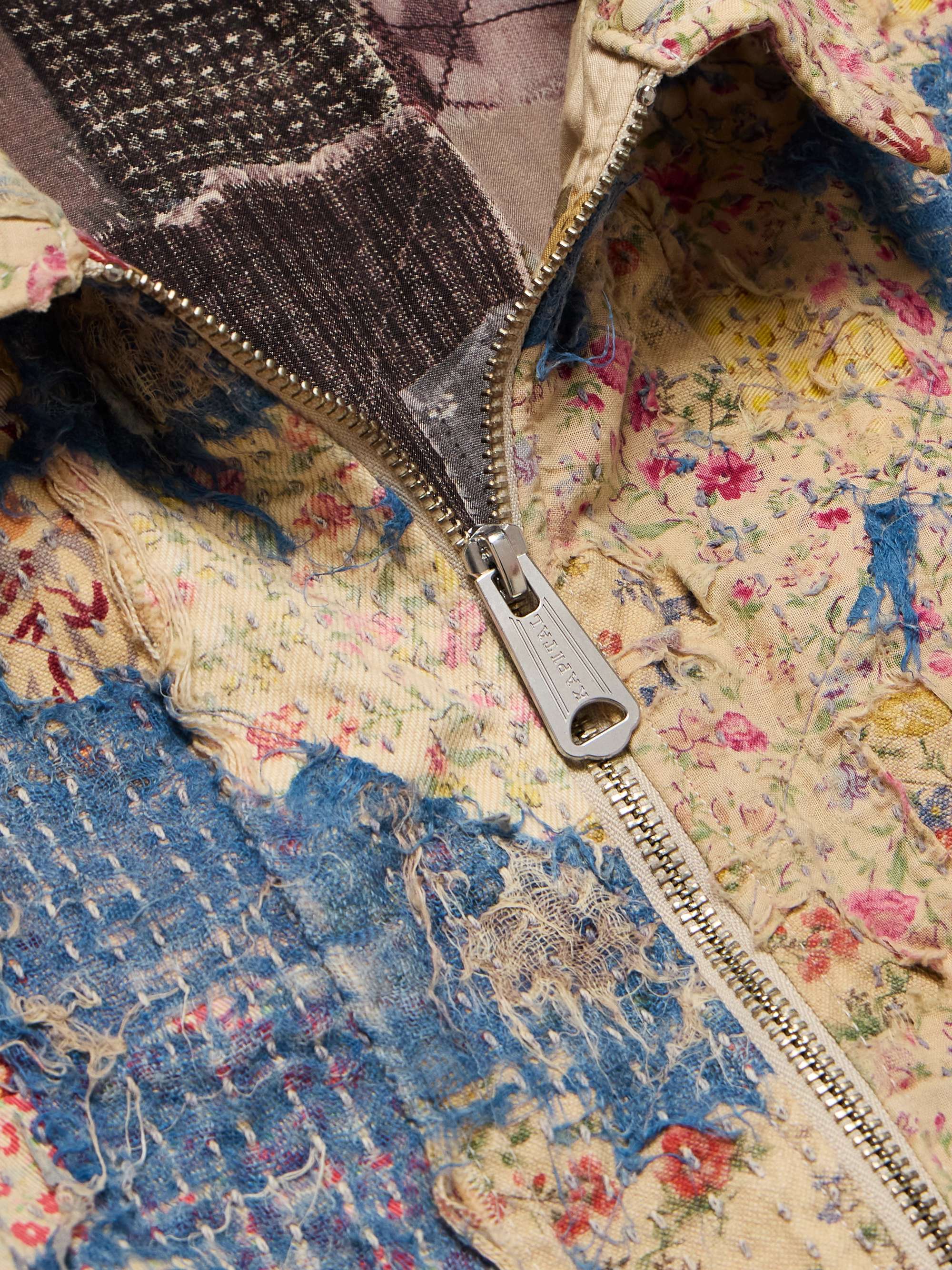Boro Distressed Patchwork Cotton and Linen-Blend Zip-Up Jacket view
