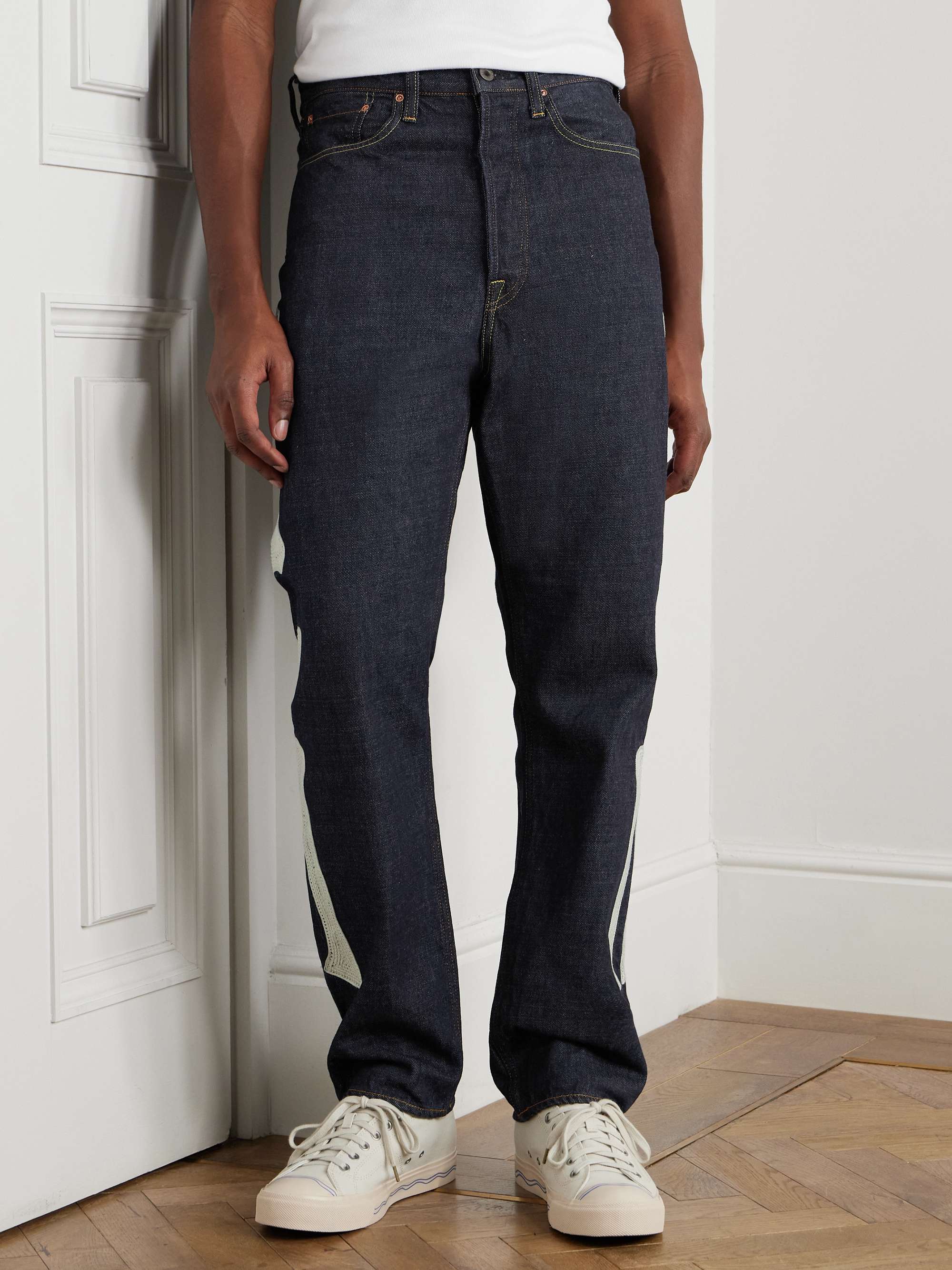 Okagilly Slim-Fit Crochet-Trimmed Jeans view