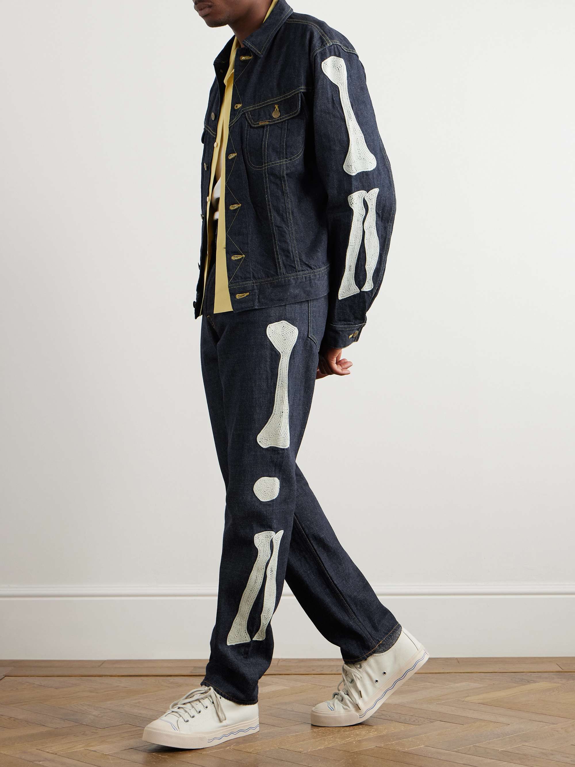 Okagilly Slim-Fit Crochet-Trimmed Jeans view