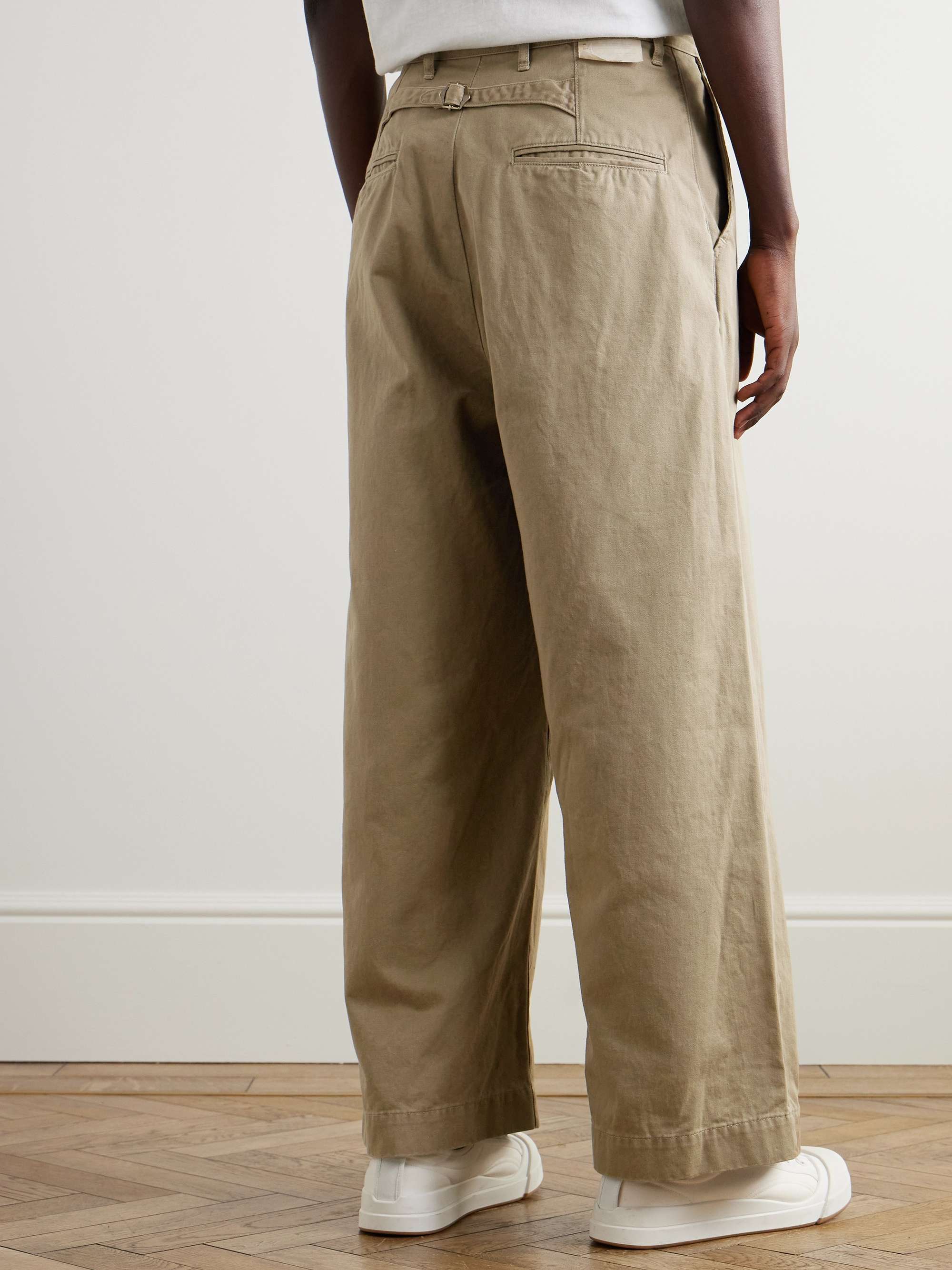 Nime Wide-Leg Pleated Cotton-Twill Chinos view