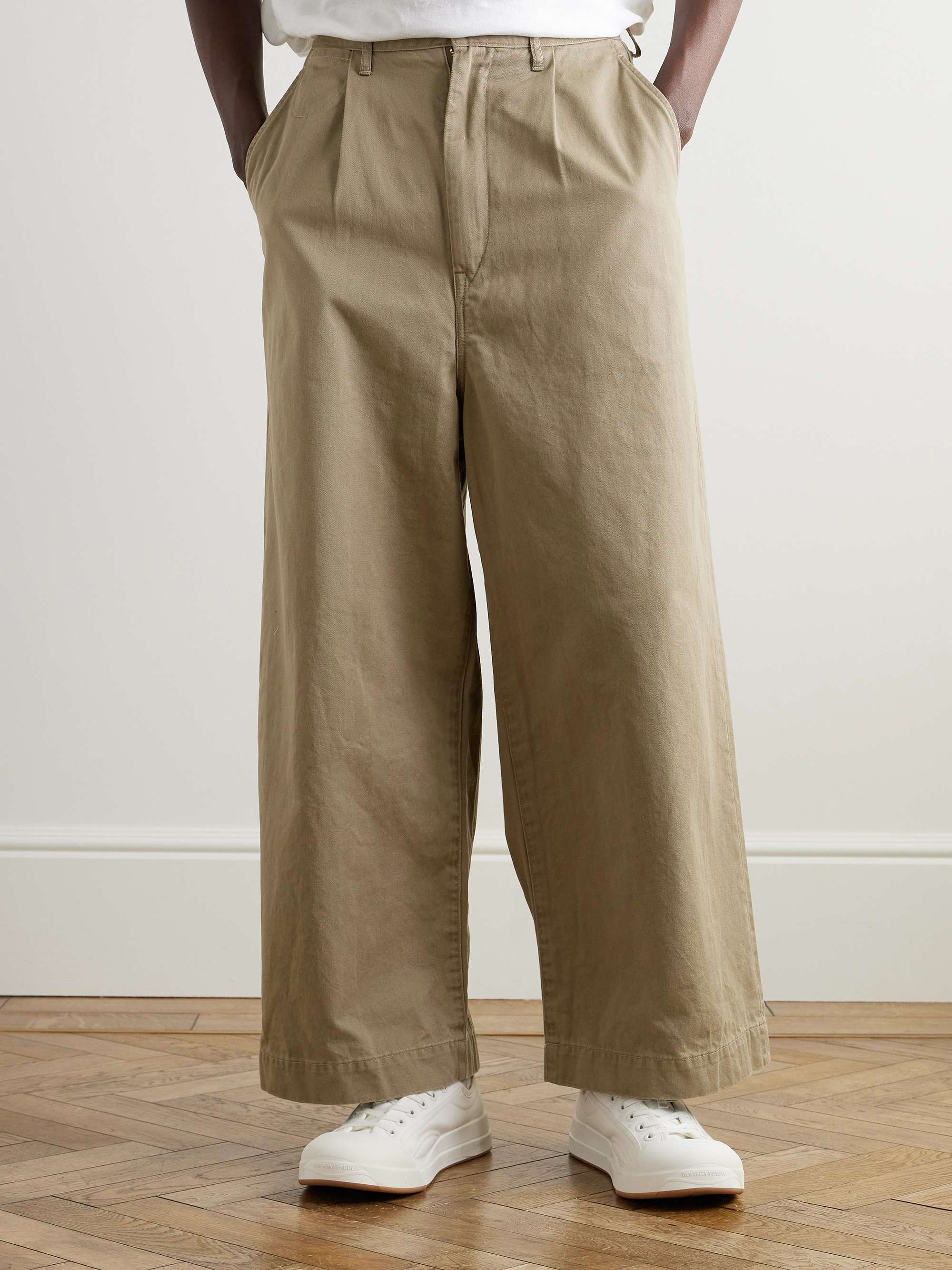 Nime Wide-Leg Pleated Cotton-Twill Chinos view