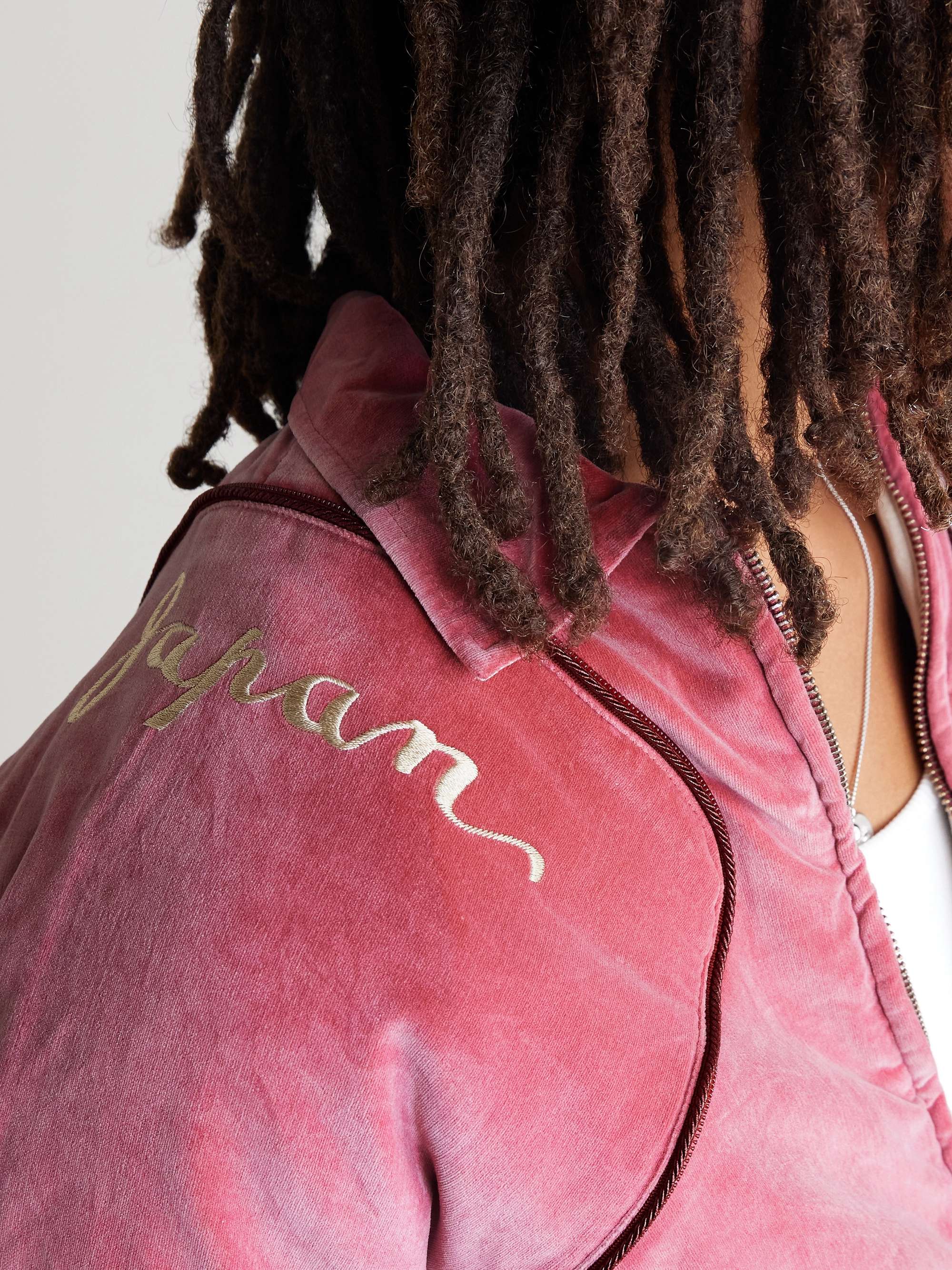 Logo-Embroidered Zip-Detailed Cotton-Velvet Bomber Jacket view