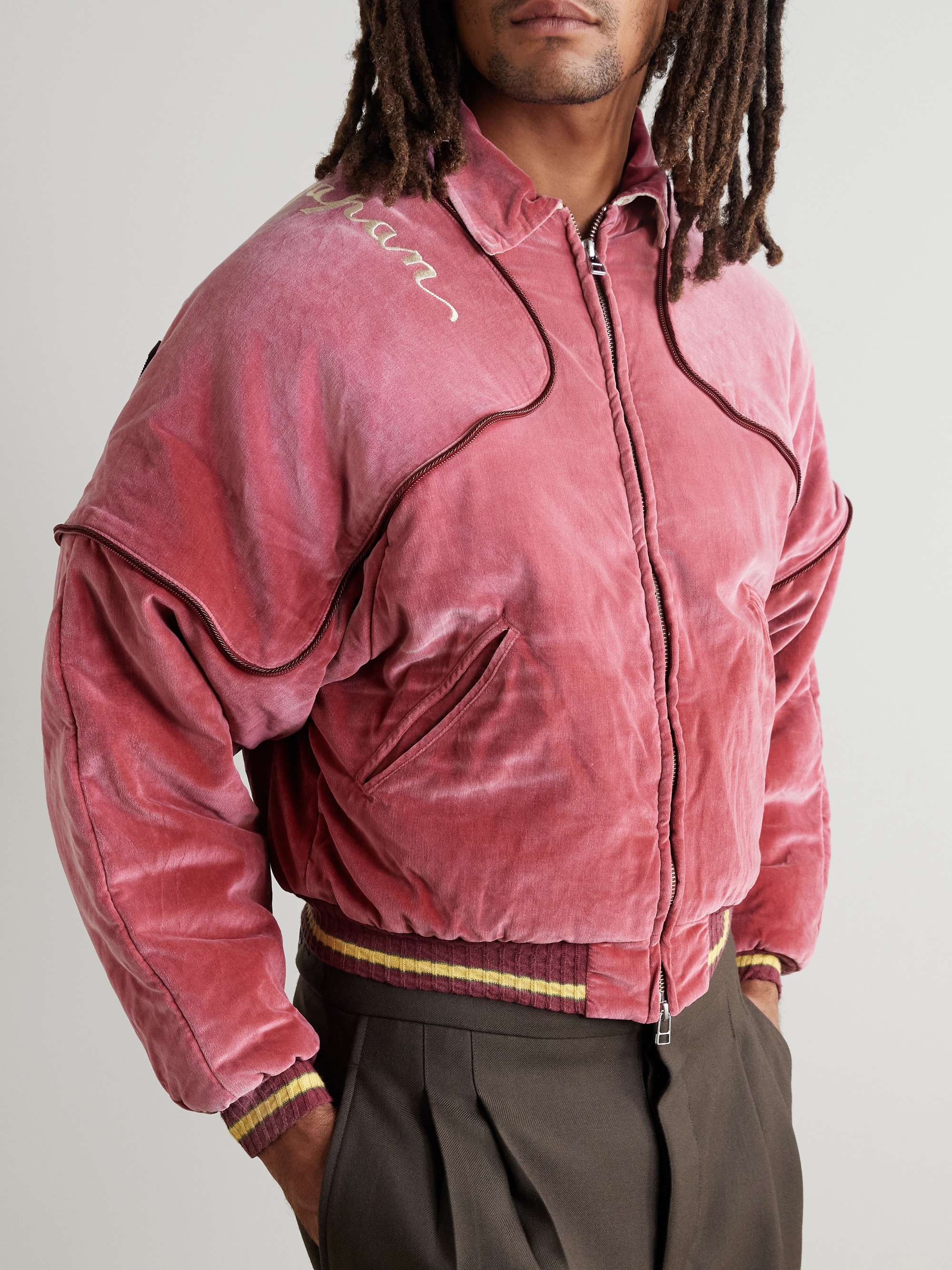 Logo-Embroidered Zip-Detailed Cotton-Velvet Bomber Jacket view
