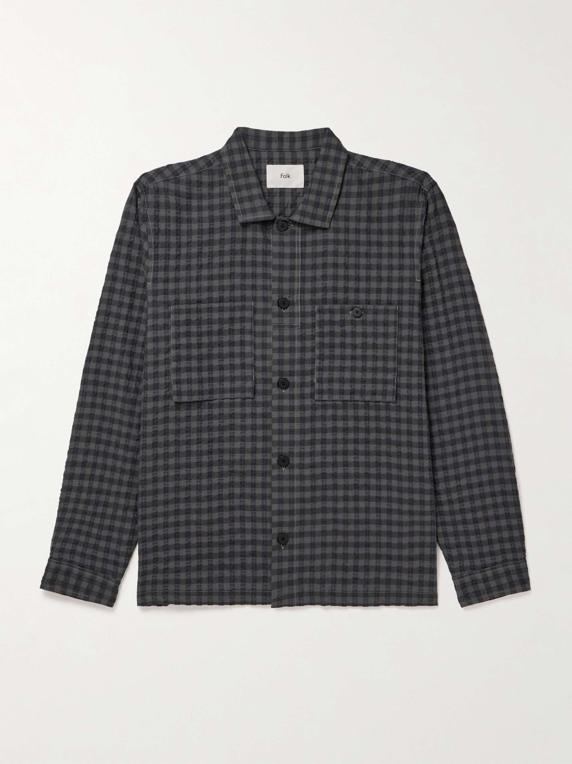 Patch Checked Seersucker Overshirt view