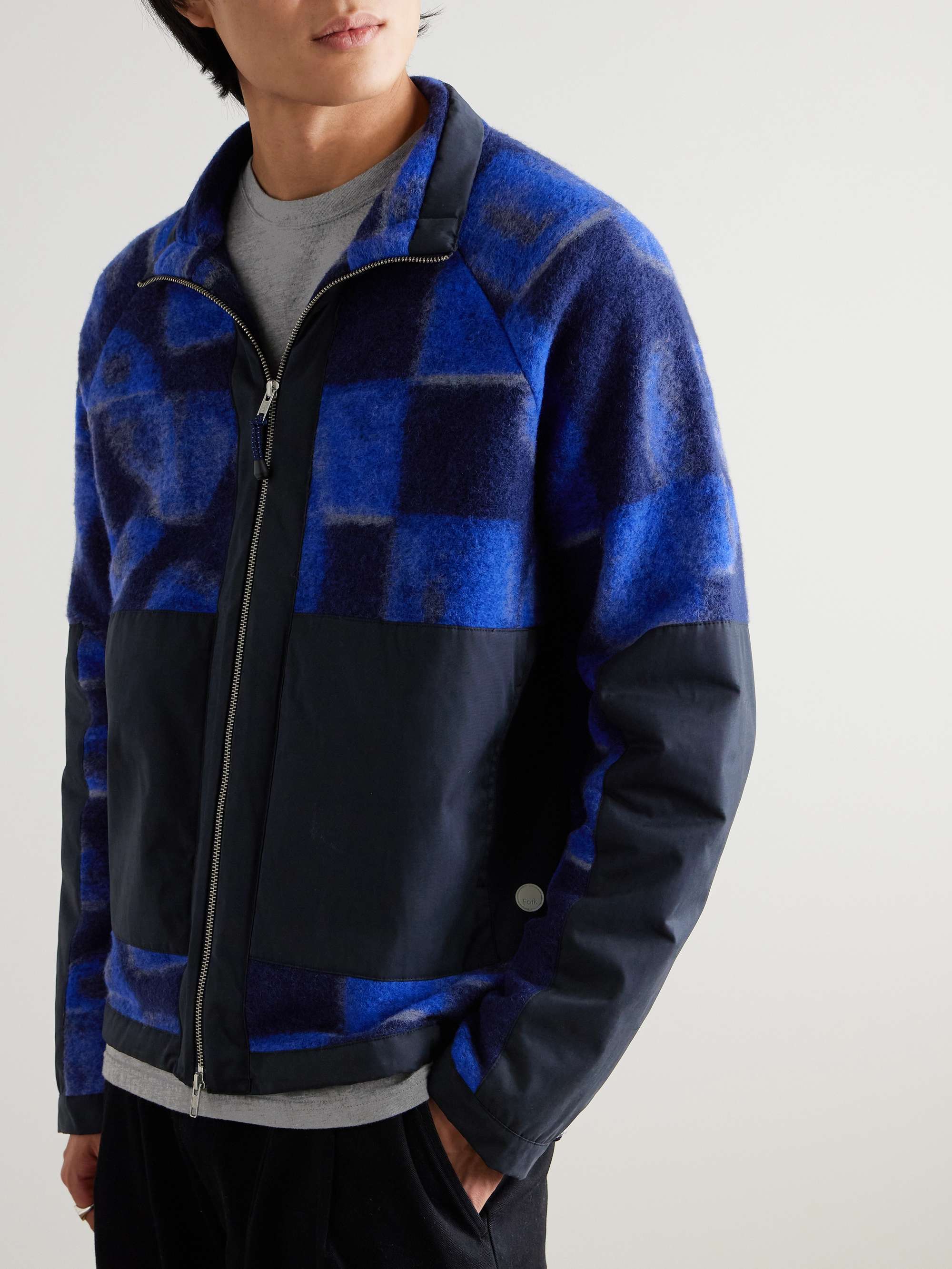Signal Shell-Trimmed Printed Wool-Blend Fleece Jacket view