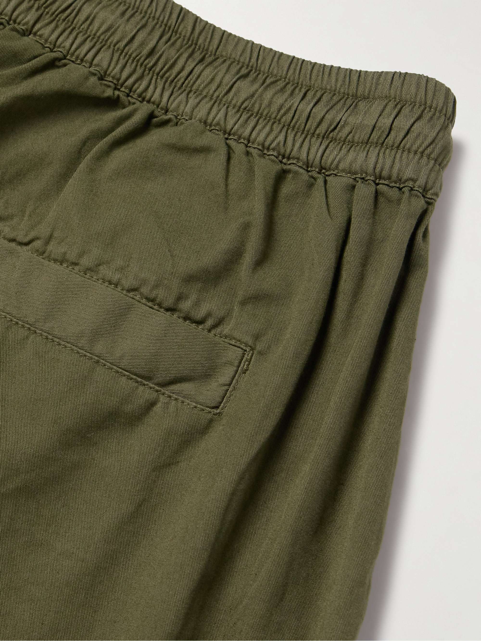 Straight-Leg Garment-Dyed Cotton-Twill Drawstring Trousers view