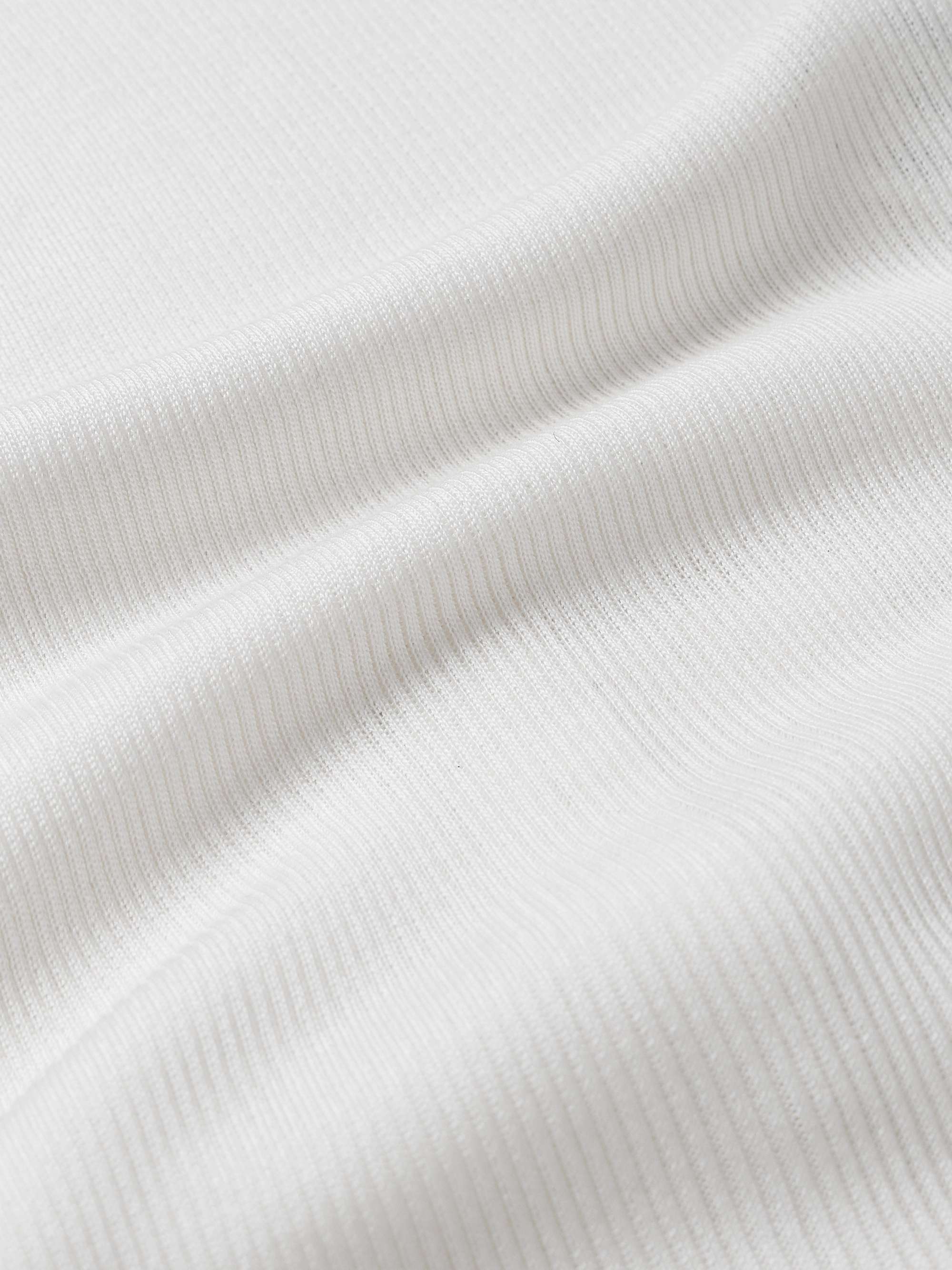 Slim-Fit Striped Ribbed Silk Henley T-Shirt view