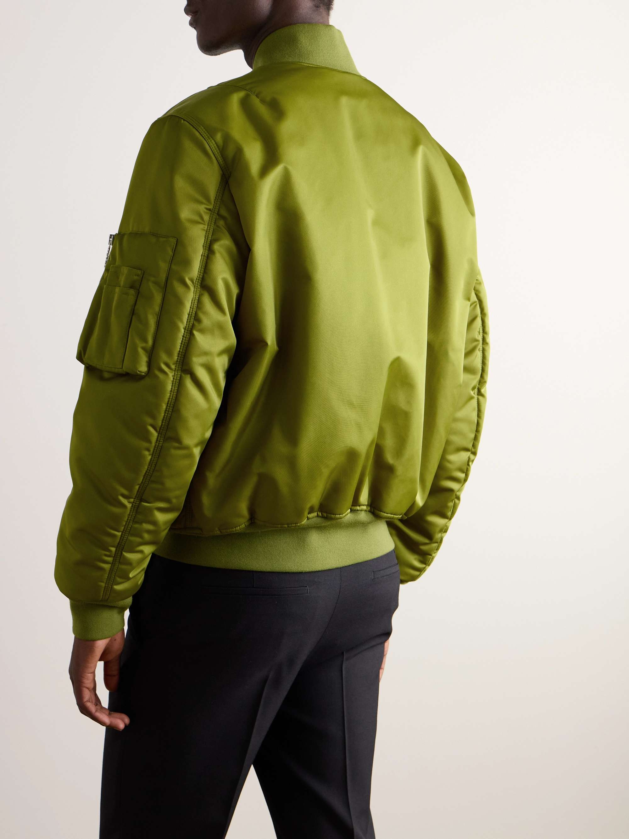 Logo-Appliquéd Padded Satin Bomber Jacket view
