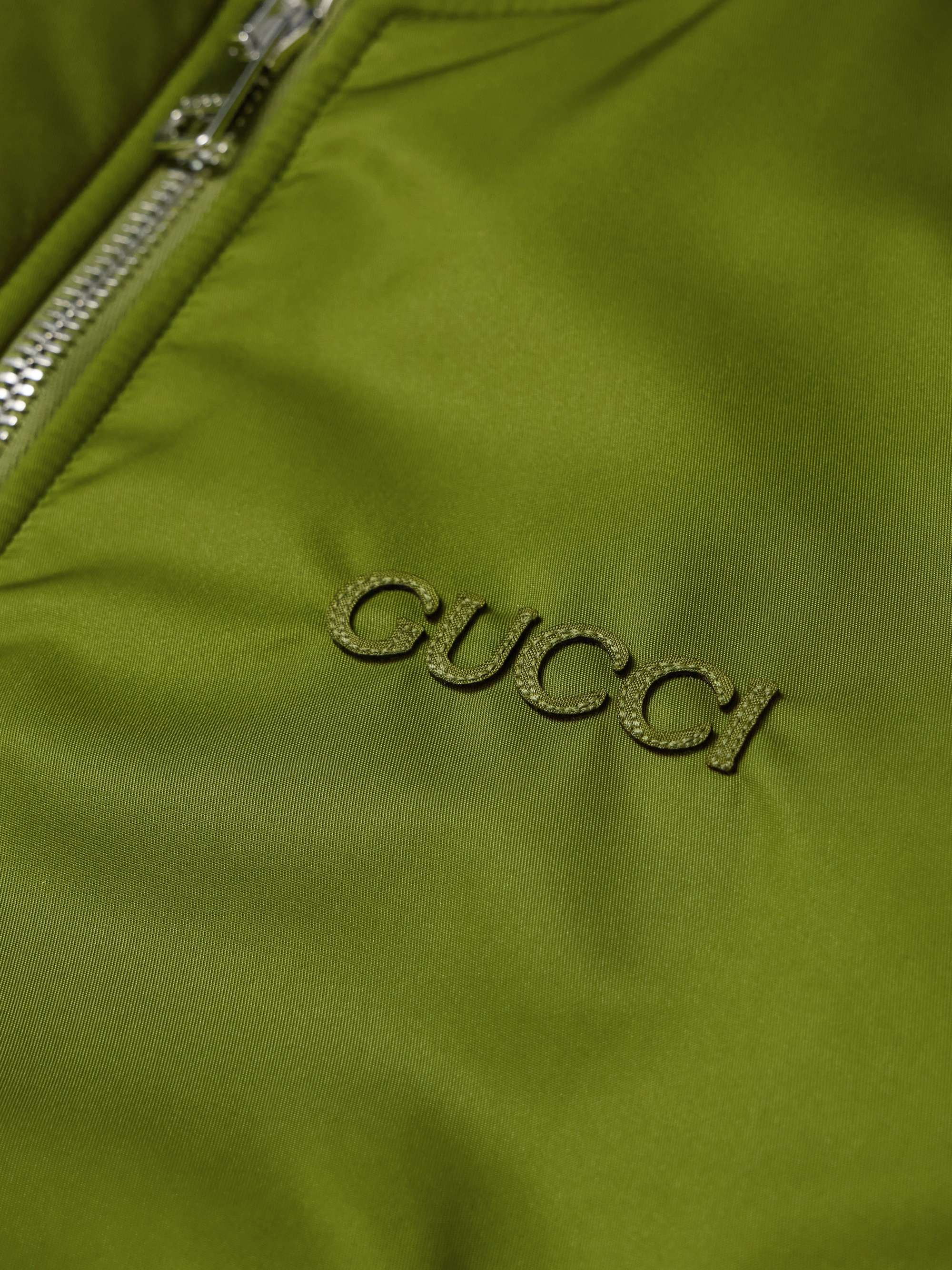 Logo-Appliquéd Padded Satin Bomber Jacket view