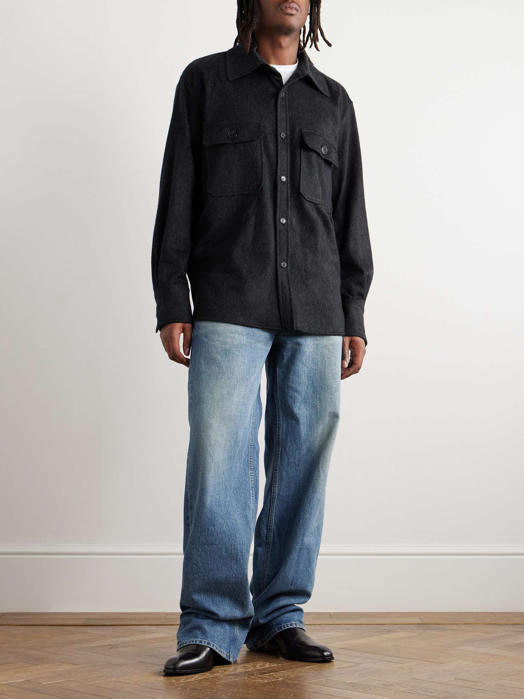 Brushed Cashmere and Wool-Blend Overshirt view