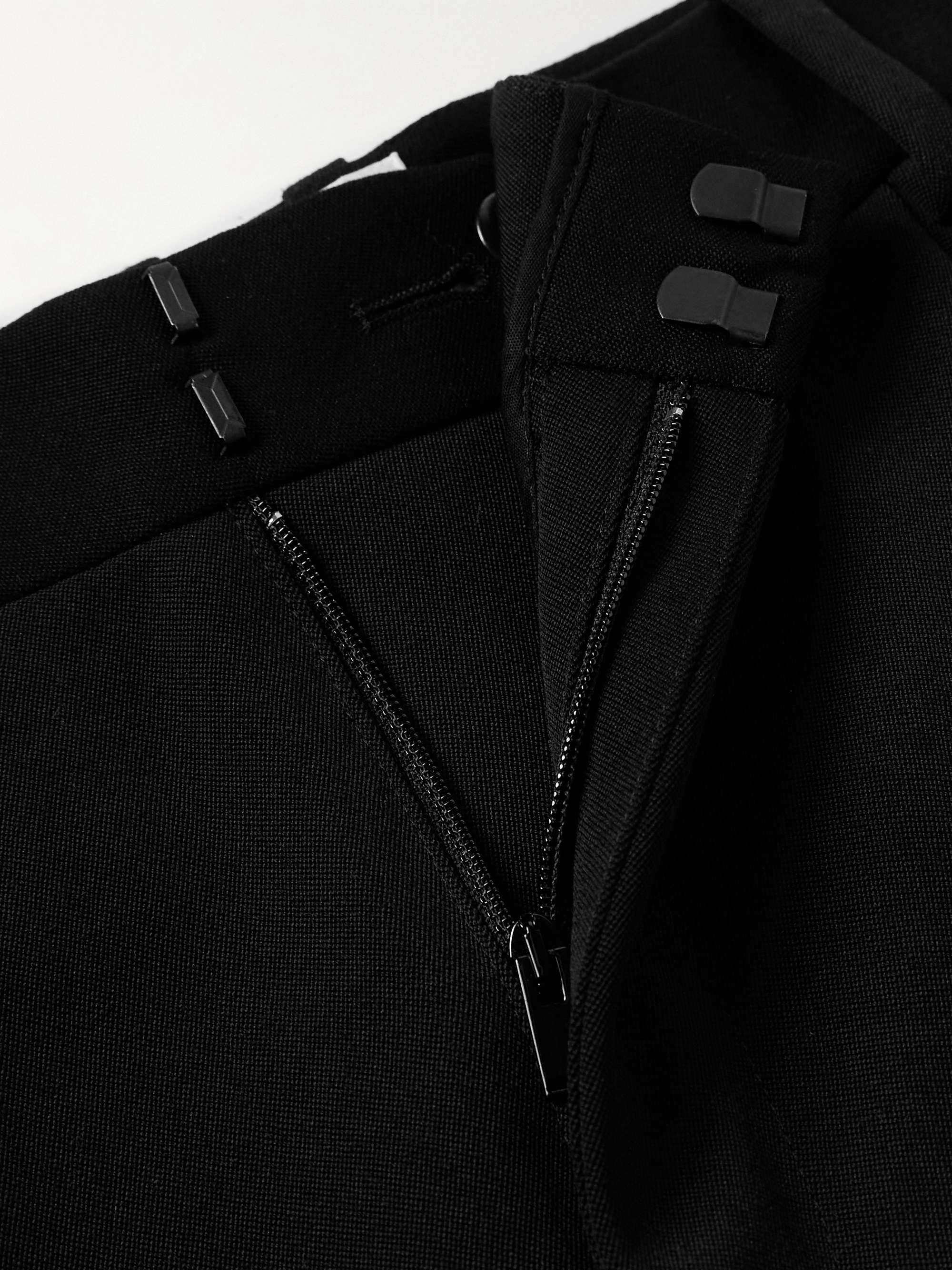 Wide-Leg Satin-Trimmed Pleated Grain de Poudre Wool Tuxedo Trousers view