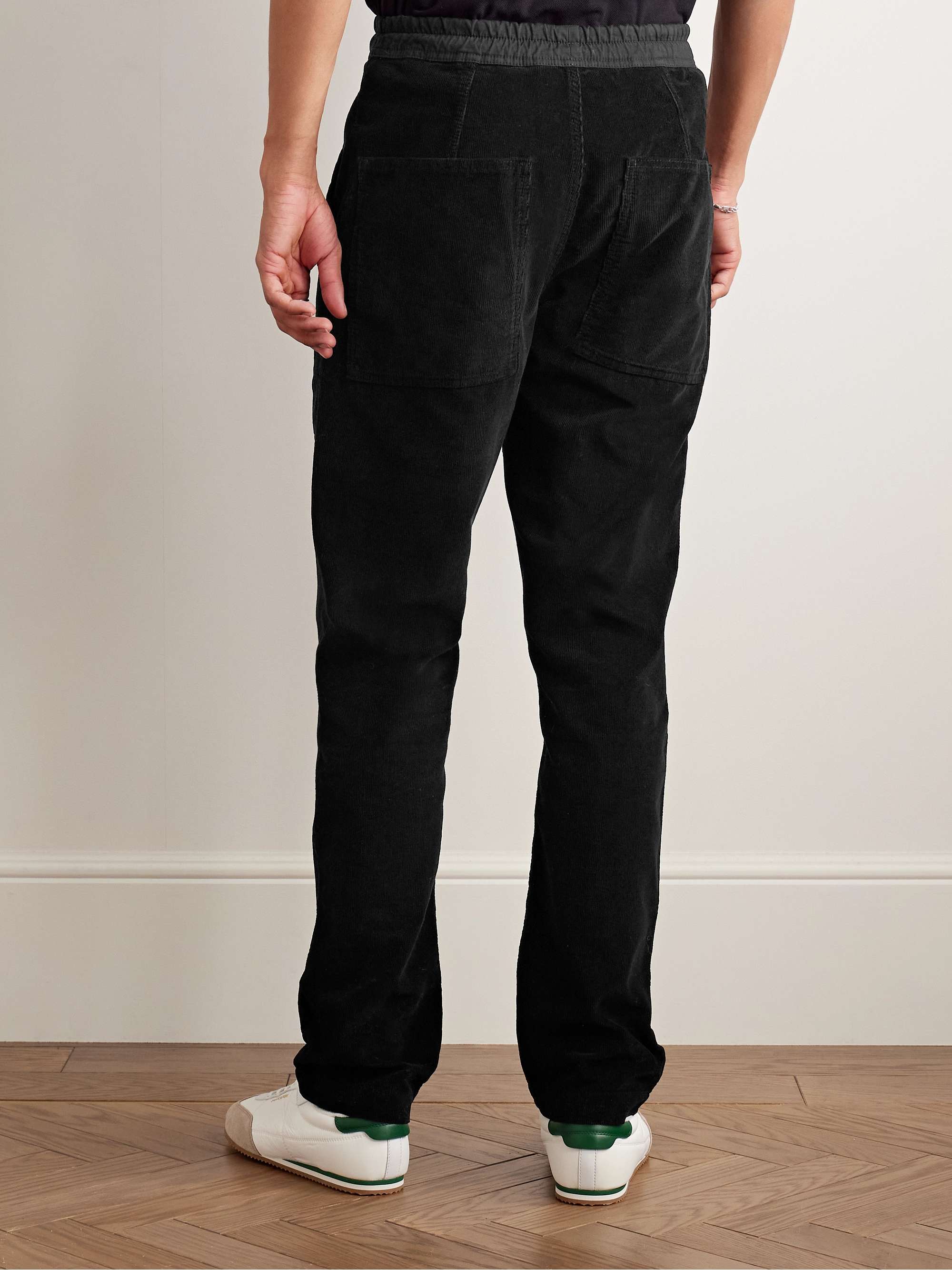 Slim-Fit Straight-Leg Cotton-Corduroy Drawstring Trousers view