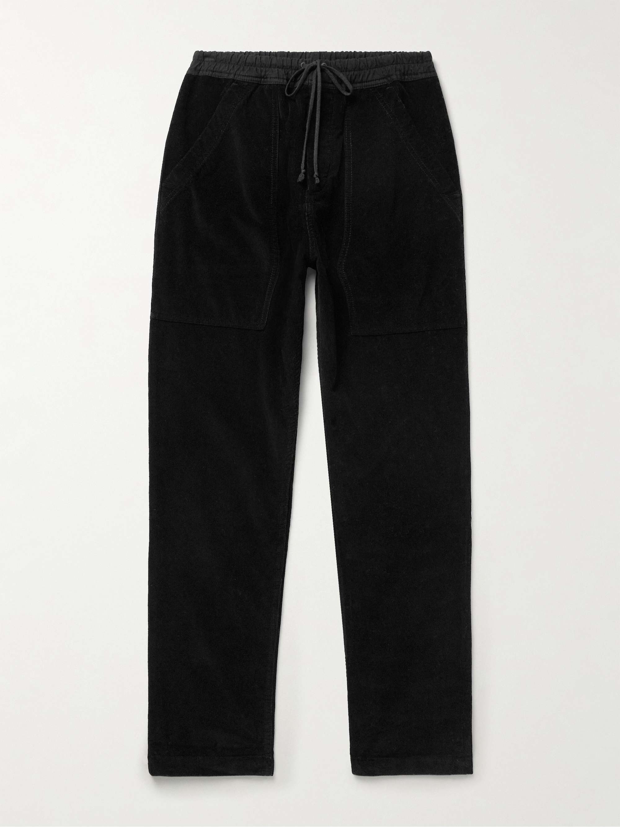 Slim-Fit Straight-Leg Cotton-Corduroy Drawstring Trousers view