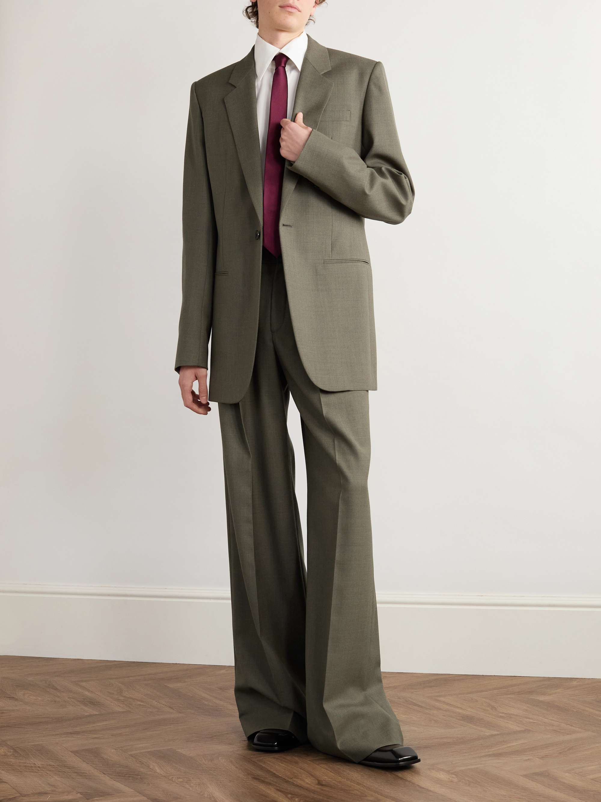 Bootcut Pleated Wool-Twill Suit Trousers view