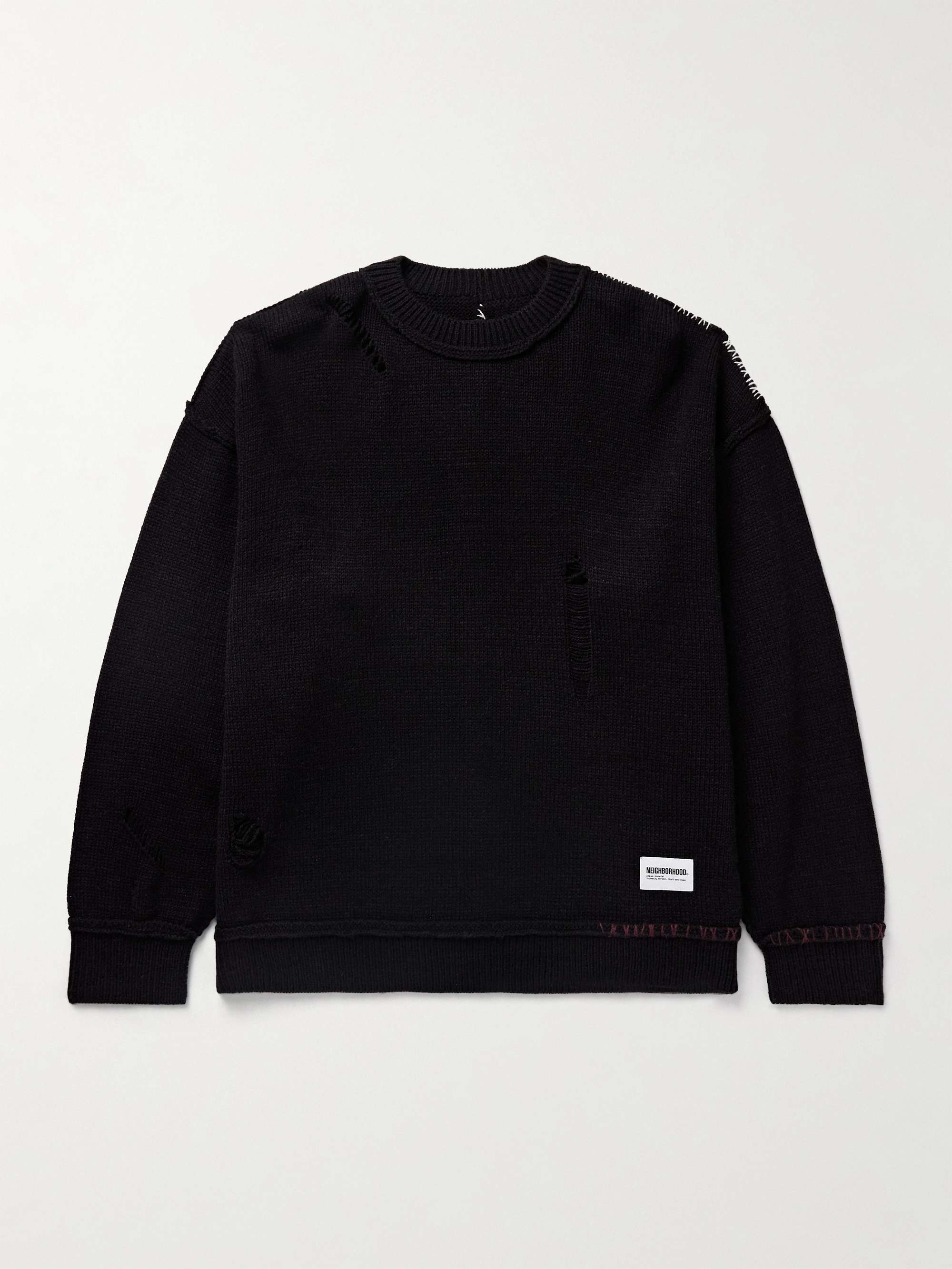 Savage Logo-Appliquéd Distressed Knitted Sweater view