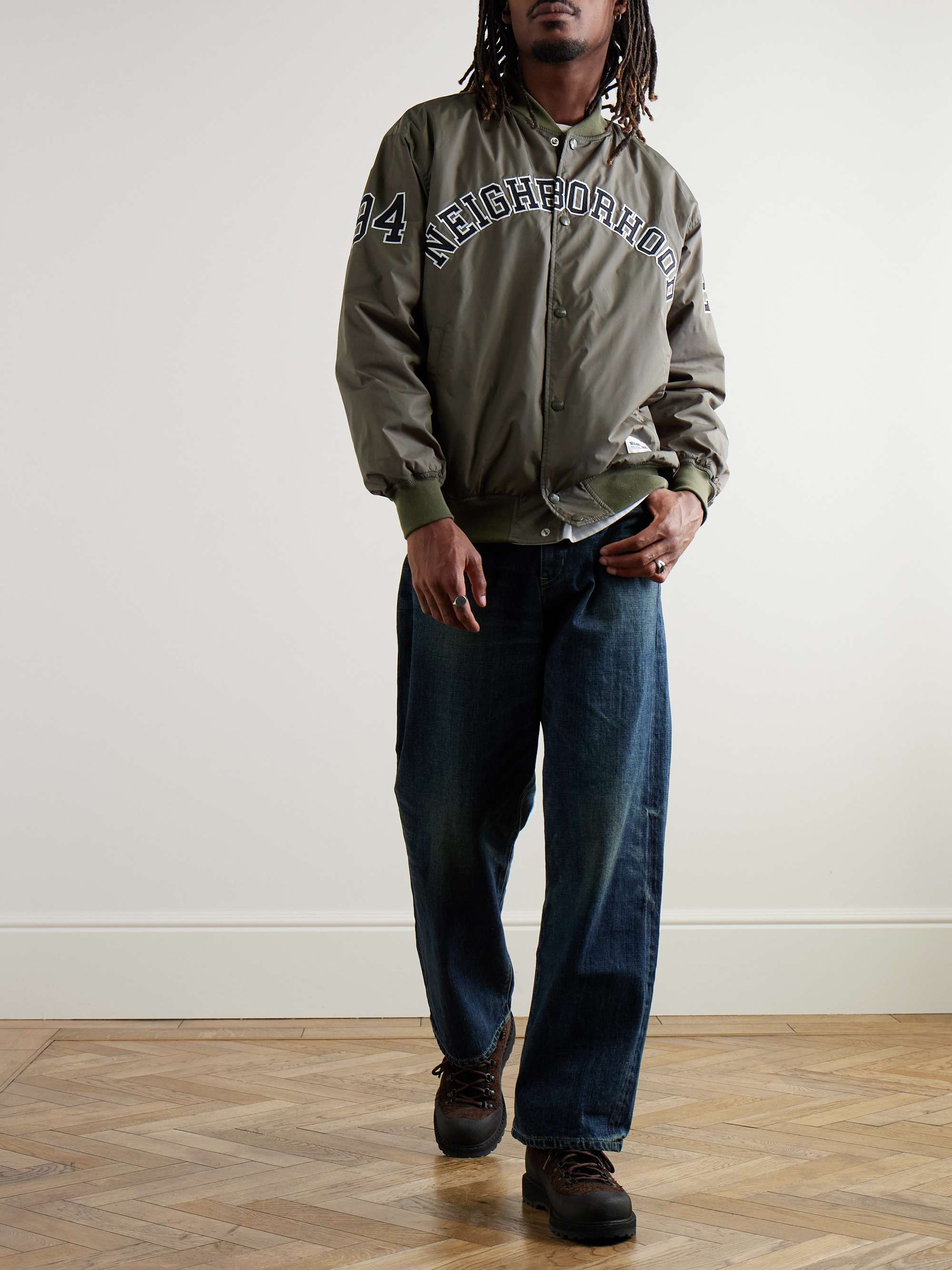 Logo-Appliquéd Nylon Bomber Jacket view