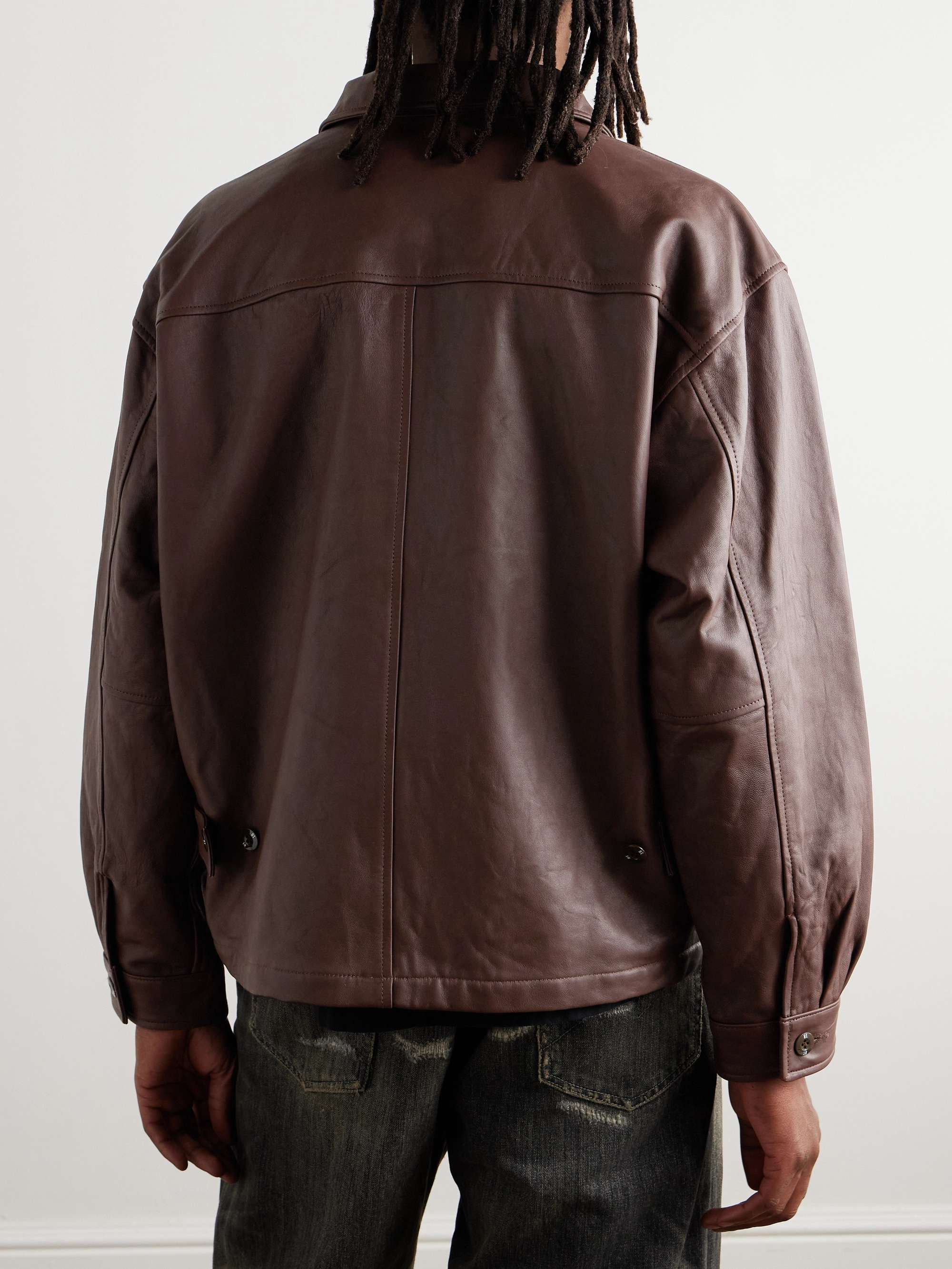 Logo-Appliquéd Leather Jacket view