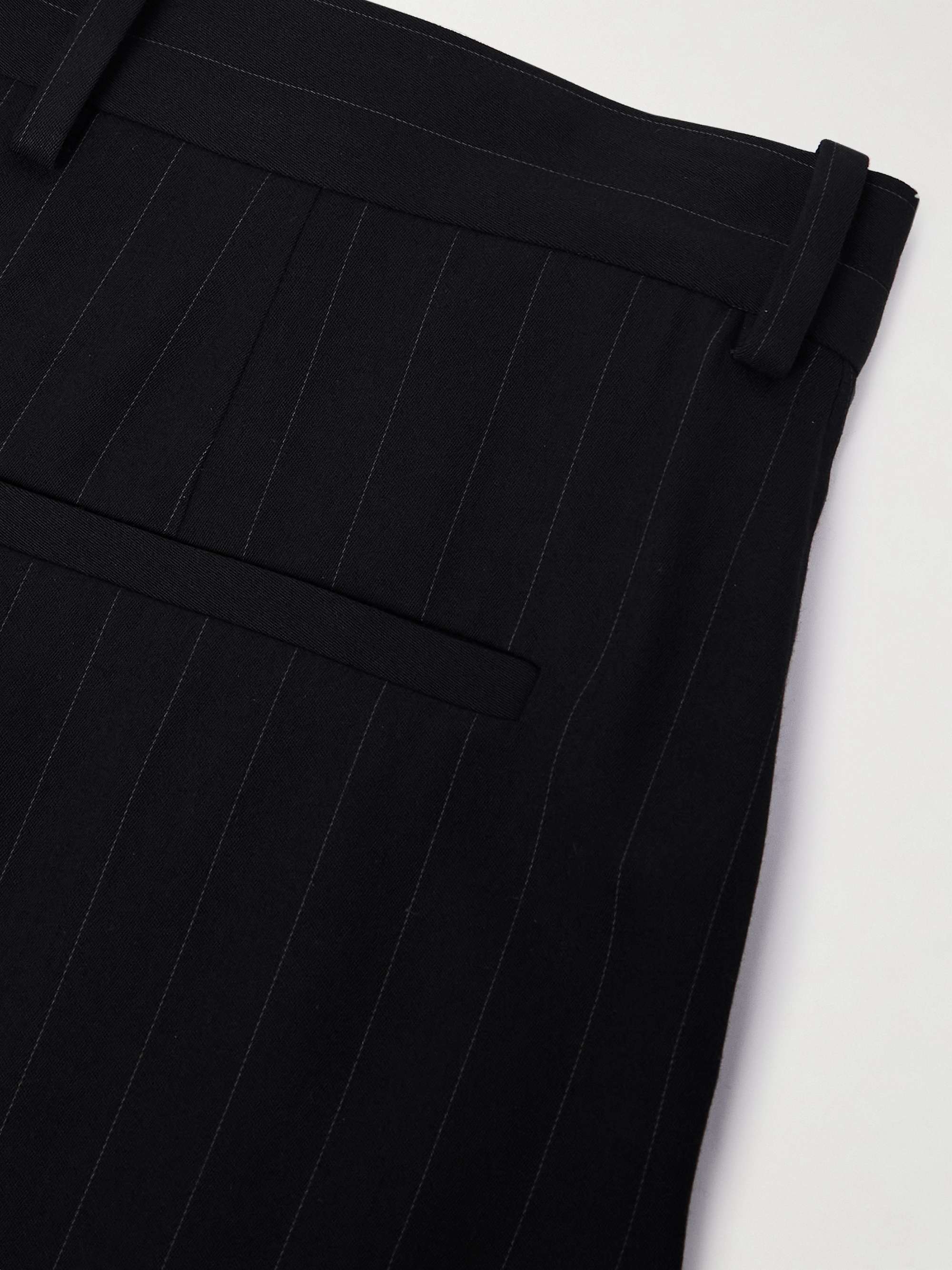 Wide-Leg Pinstriped Twill Trousers view