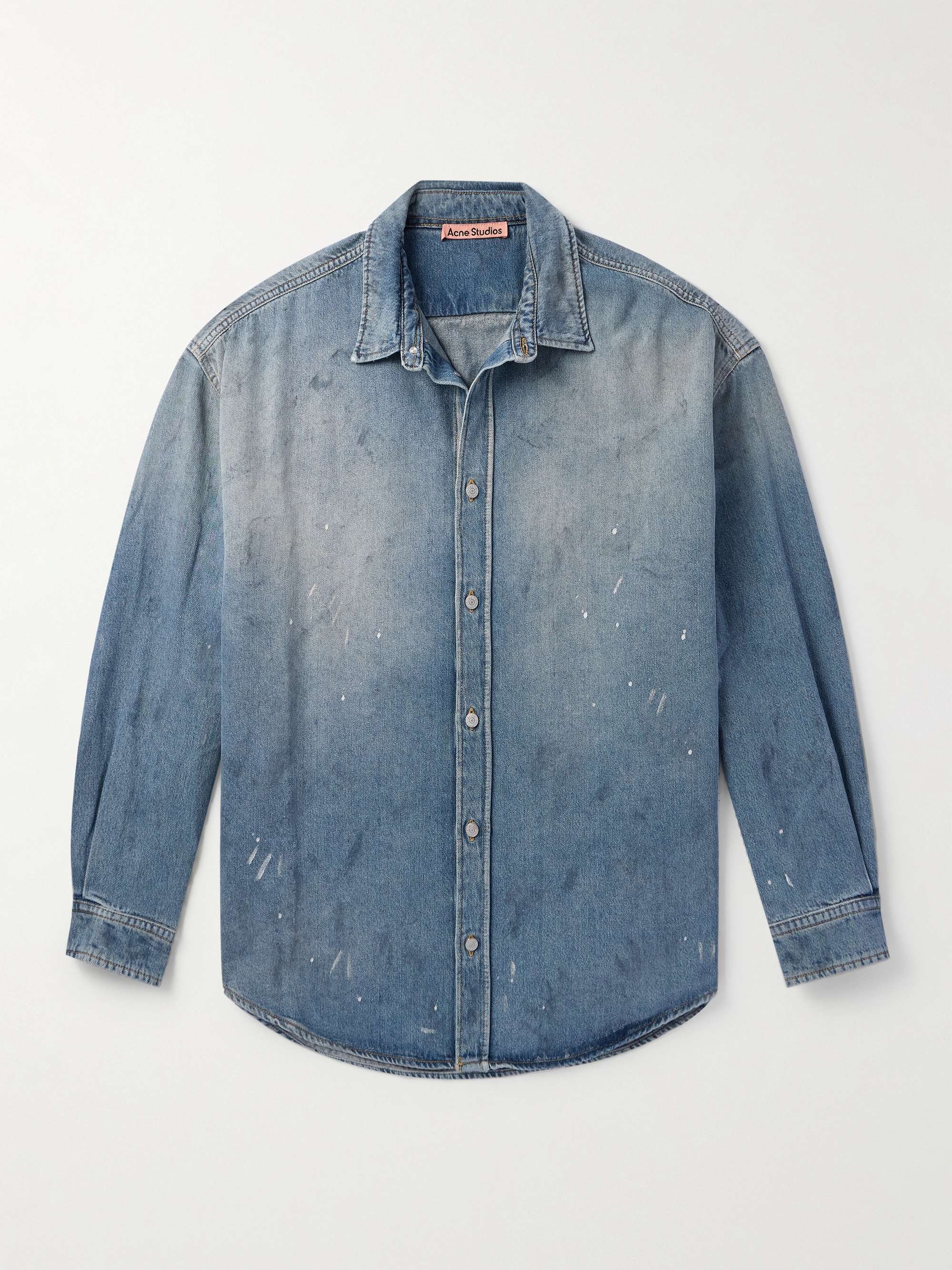 Paint-Splattered Organic Denim Shirt view