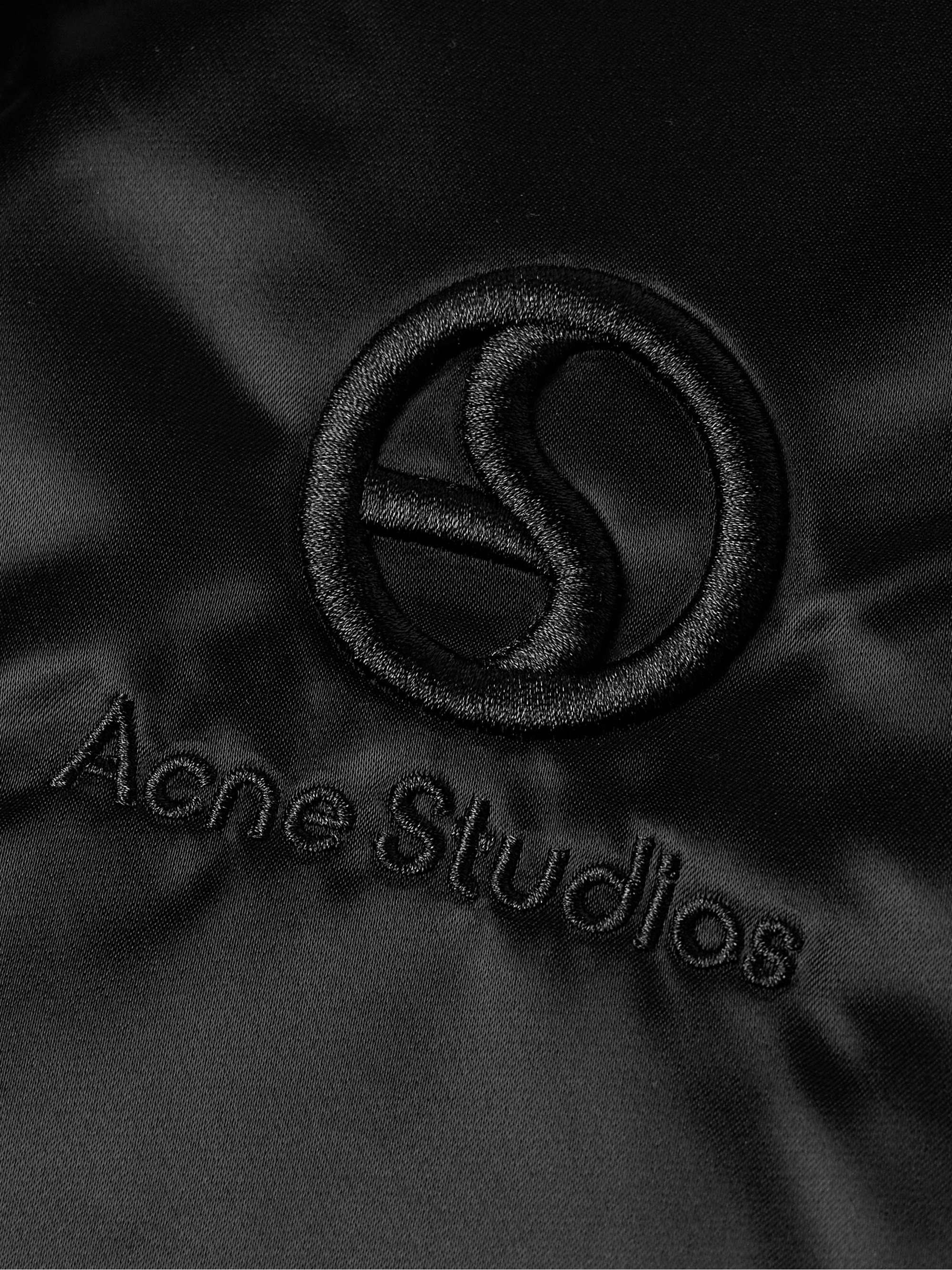Oliev Logo-Embroidered Padded Satin Bomber Jacket view