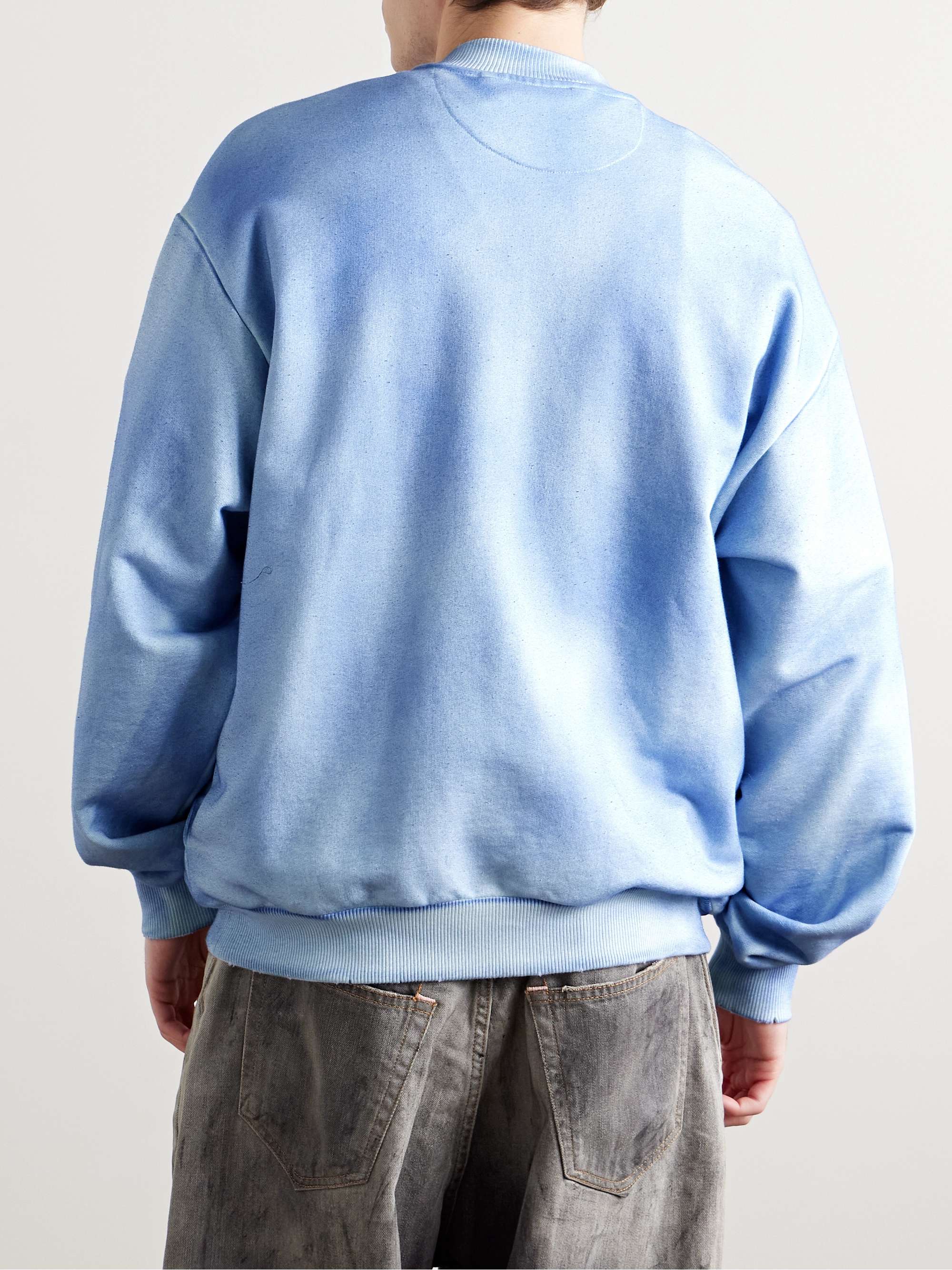 Fiah Garment-Dyed Logo-Print Cotton-Blend Jersey Zip-Up Sweatshirt view