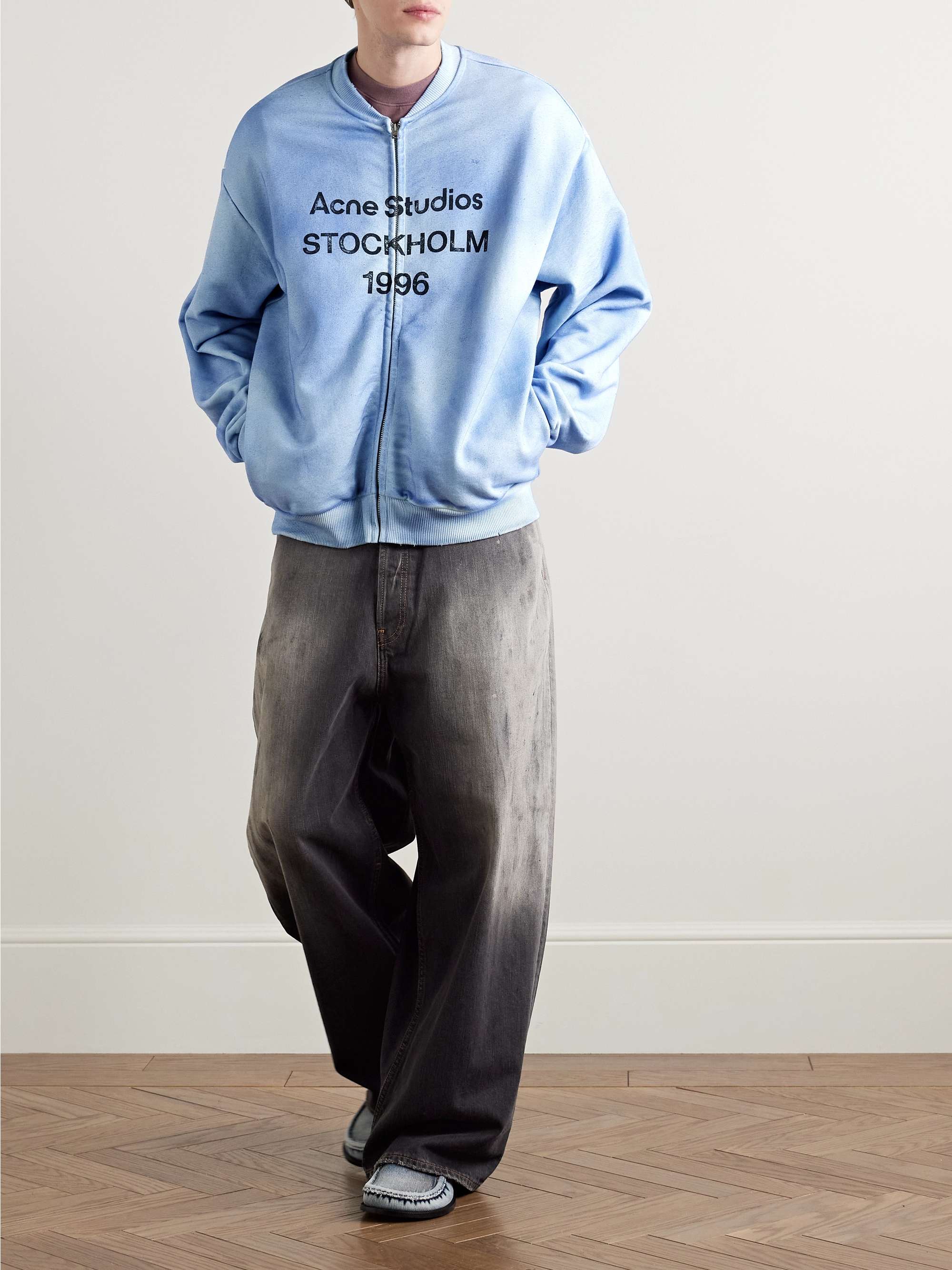 Fiah Garment-Dyed Logo-Print Cotton-Blend Jersey Zip-Up Sweatshirt view