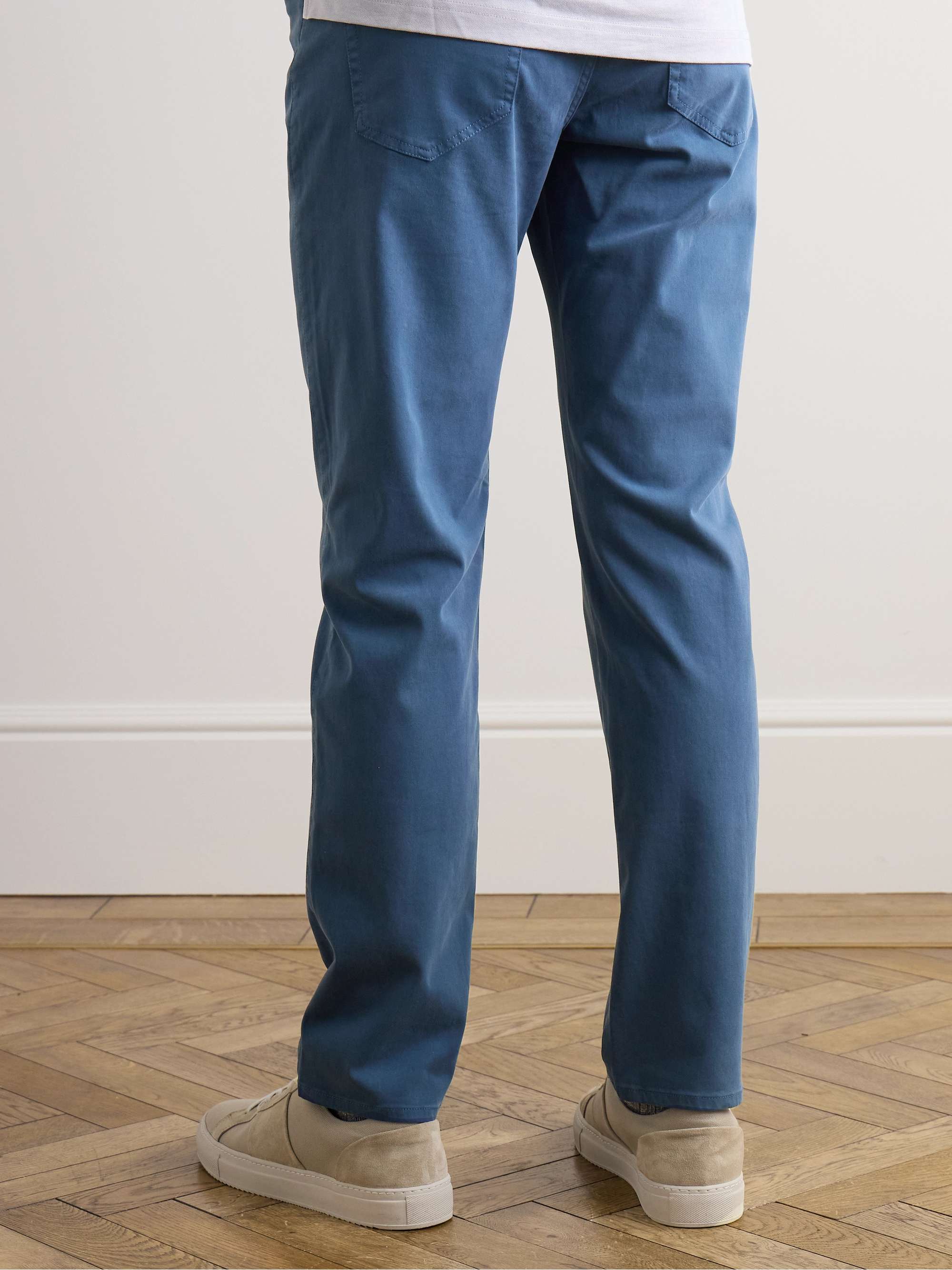 Slim-Fit Straight-Leg Cotton-Blend Sateen Trousers view