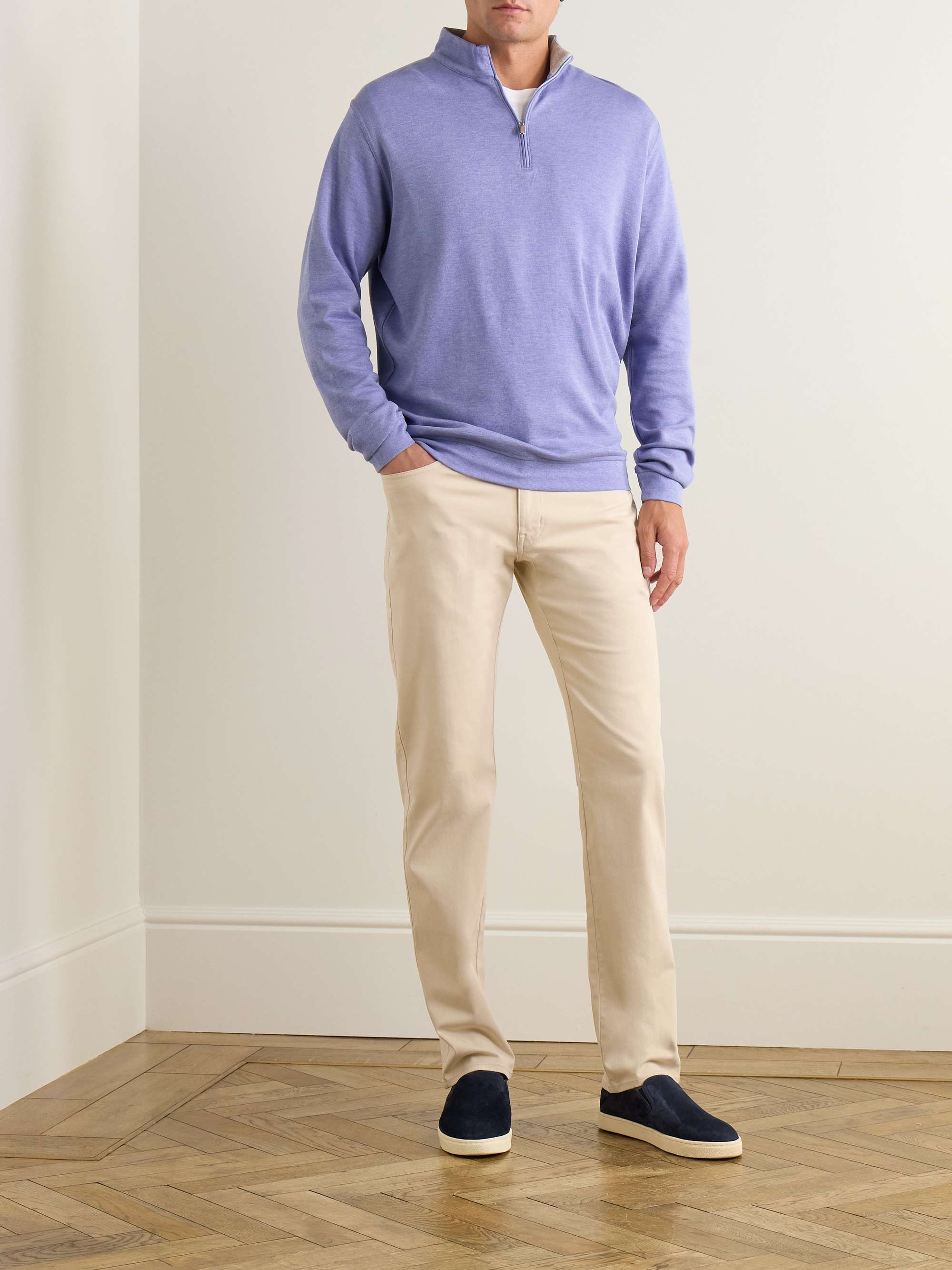 Slim-Fit Cotton-Blend Sateen Trousers view