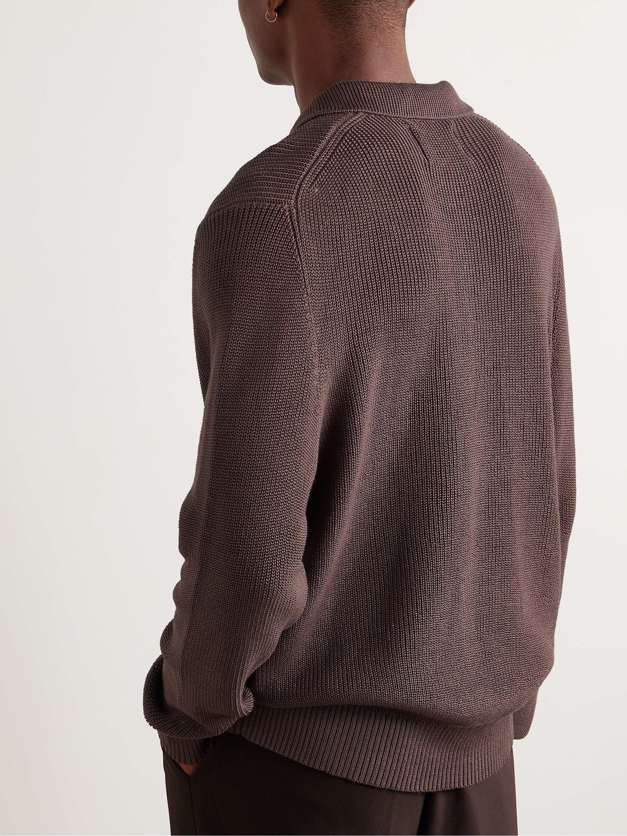 Ribbed Organic Mercerised Cotton Polo Shirt view